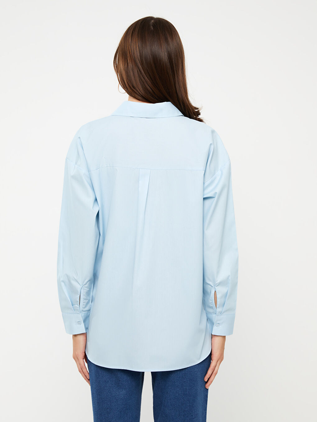 Shirt Collar Plain Long Sleeve Poplin Maternity Shirt -S3HQ94Z8-QXL