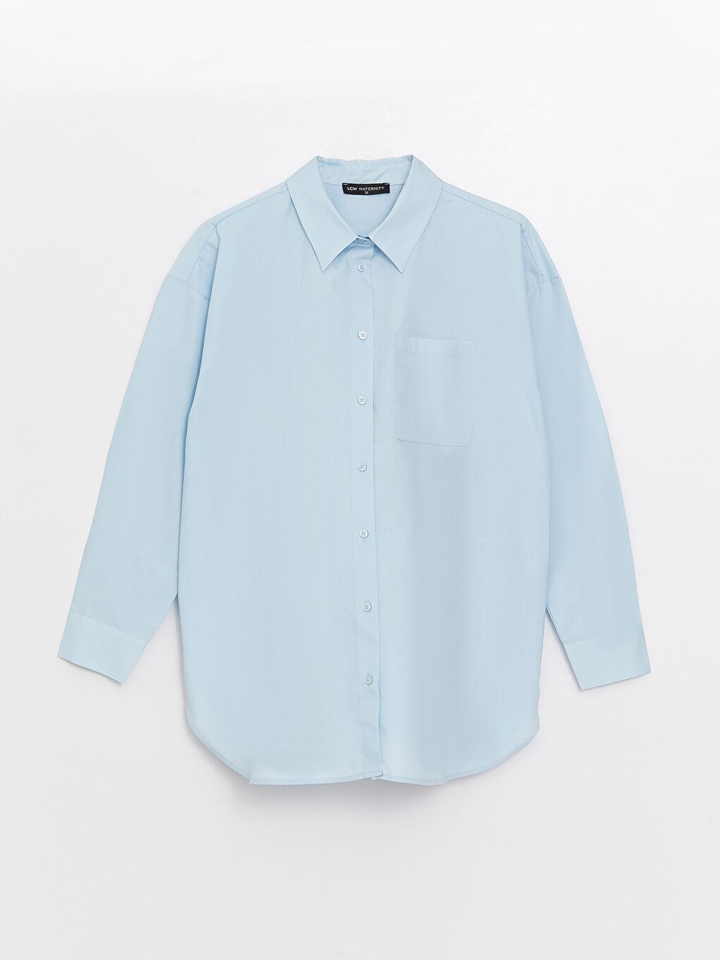 Shirt Collar Plain Long Sleeve Poplin Maternity Shirt -S3HQ94Z8-QXL