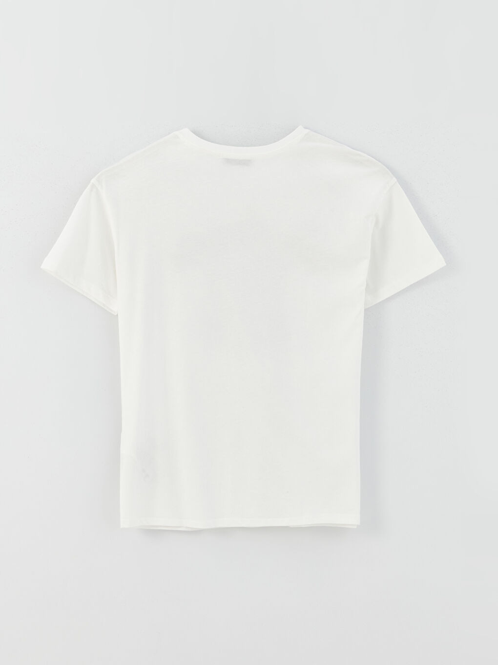 Ekru Bisiklet Yaka Baskılı Kısa Kollu Kadın Tişört-6