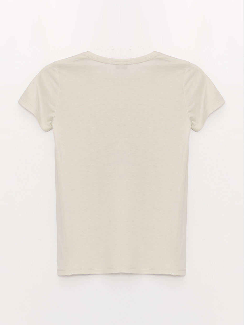 Gri Bisiklet Yaka Baskılı Kısa Kollu Kadın Tişört-6