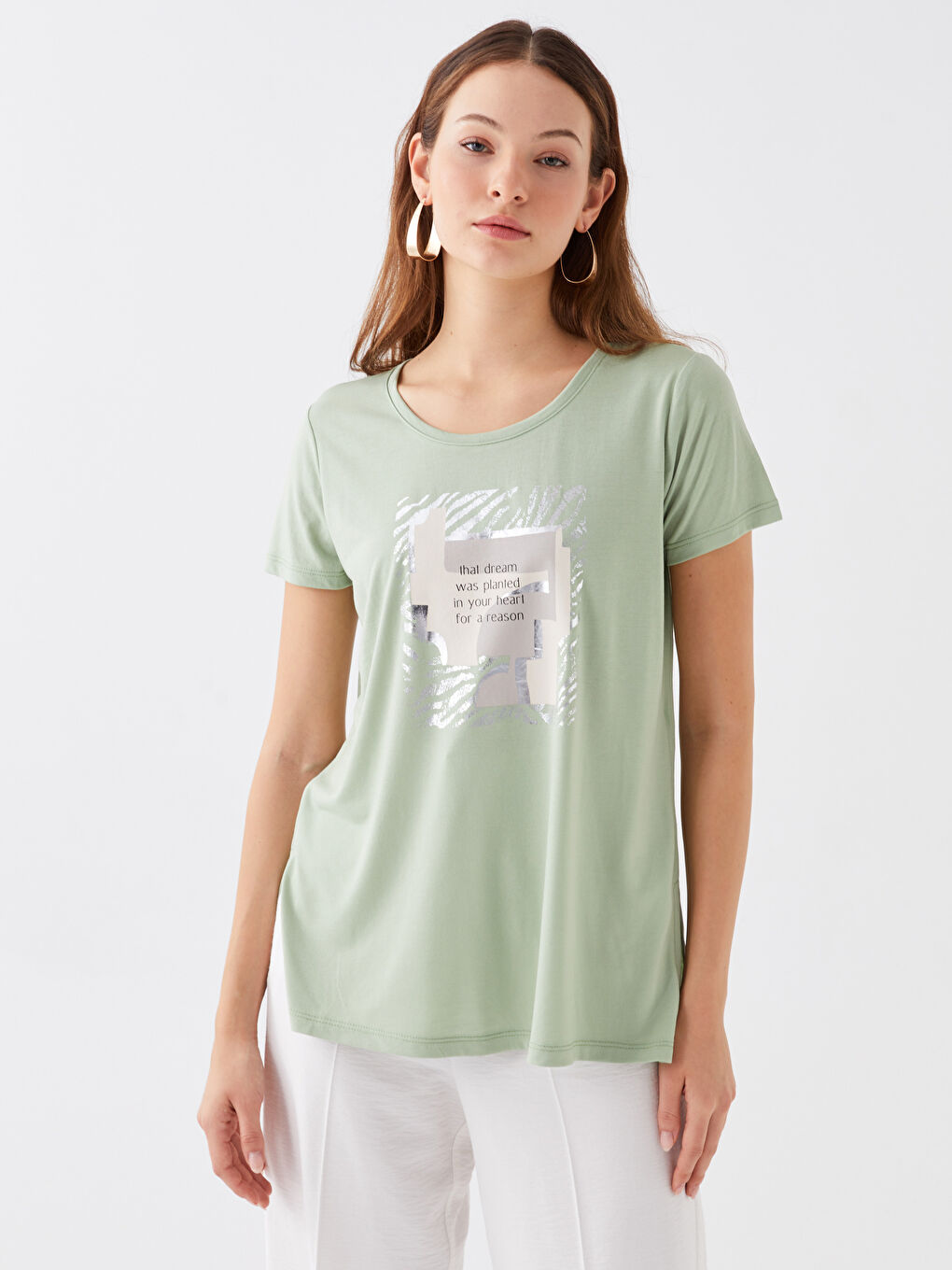 Crew Neck Printed Short Sleeve Women's T-Shirt