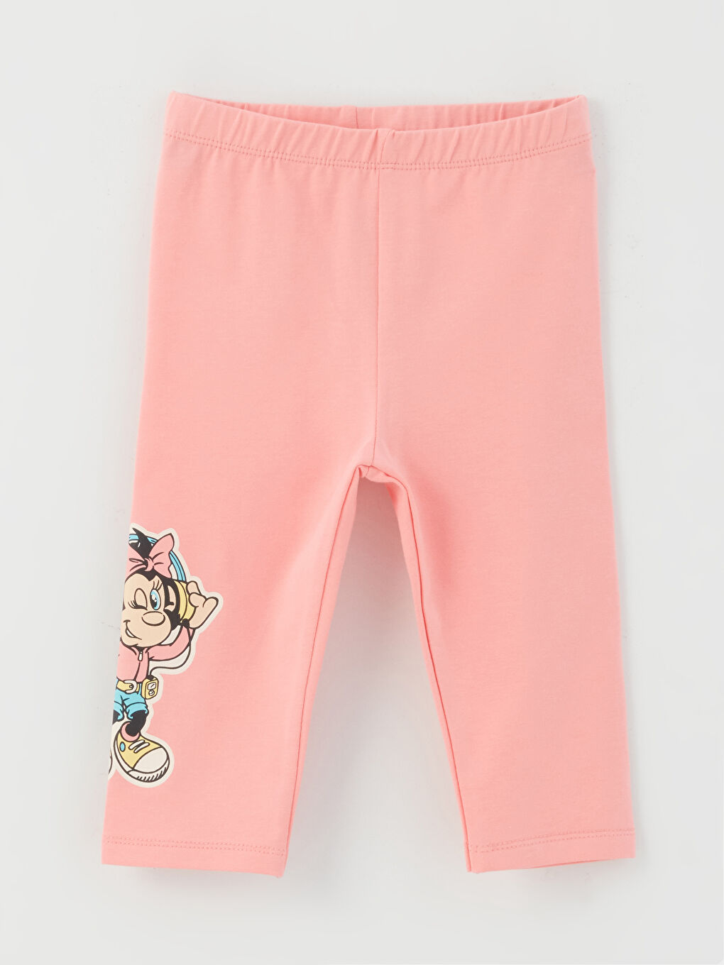 Ekru Bisiklet Yaka Kısa Kollu Nostaljik Maymun Baskılı Kız Bebek Tişört ve Tayt 2'li Takım-5