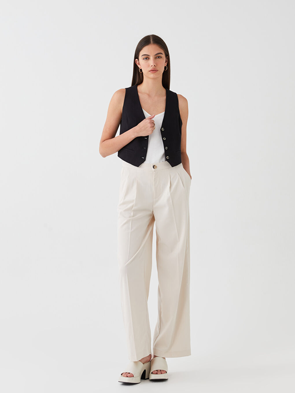 Pantaloni pentru Femei cu Talie Elastică și Croială Relaxată