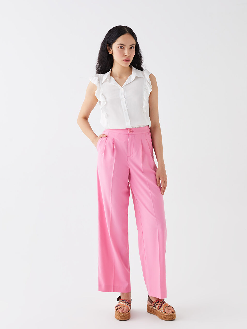 LCW Vision Pantalon Taille Élastiquée Coupe Décontractée pour Femmes -S3HR47Z8-GFU