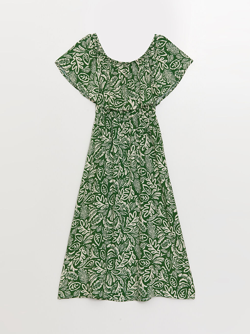 فستان نسائي منقوش بياقة سلاش وأكمام قصيرة-6