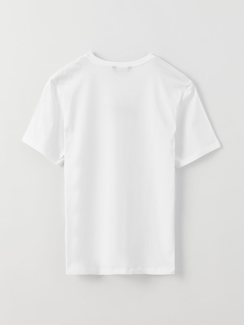 Beyaz Bisiklet Yaka Kısa Kollu Baskılı Penye Erkek Tişört-6