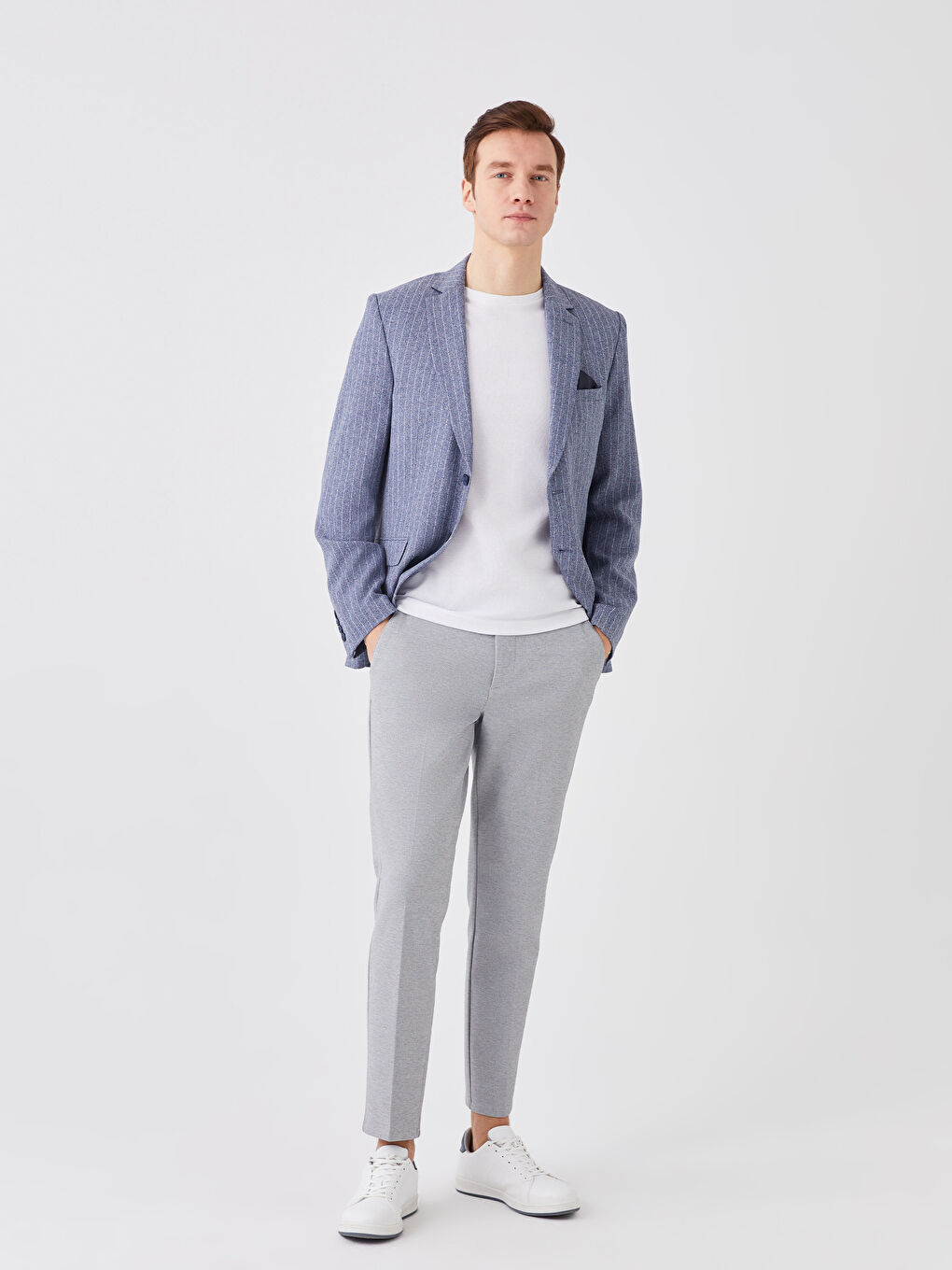 Gri Dar Kalıp Erkek Chino Pantolon