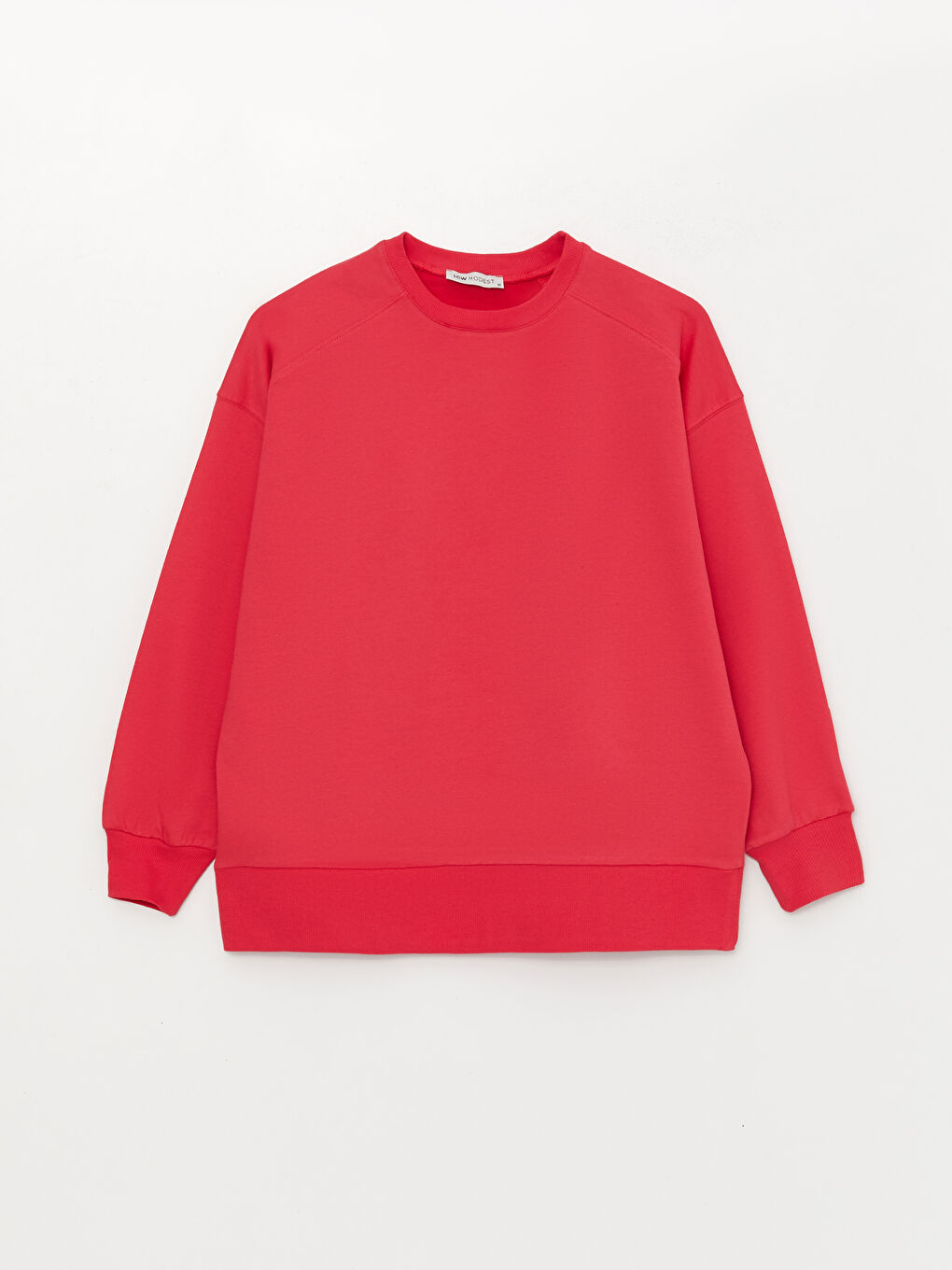 Fuşya Bisiklet Yaka Oversize Kadın Sweatshirt-5