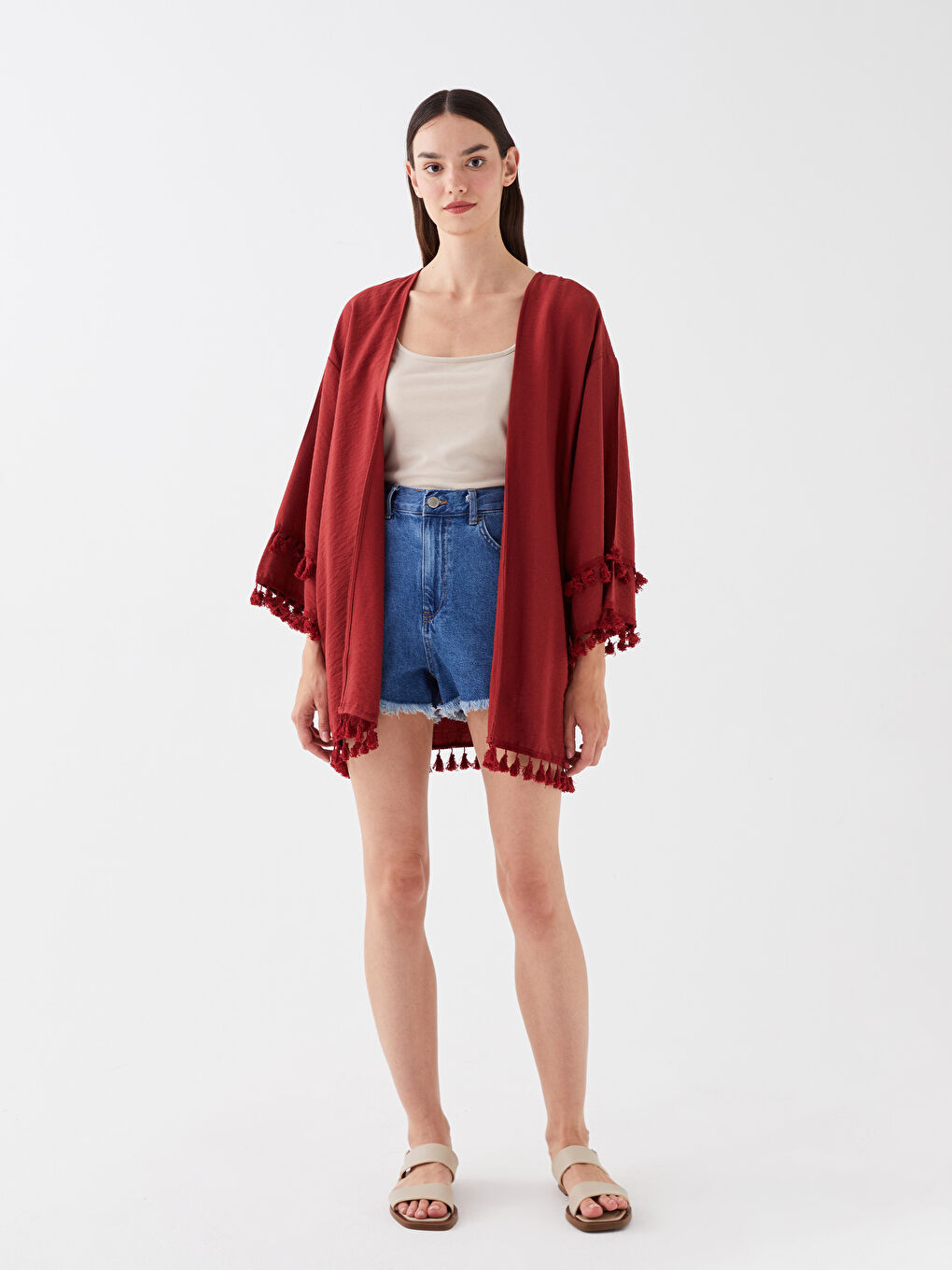 Plain Oversized Ketene Look Women's Kimono with Shawl Collar -S3HS64Z8-L0J