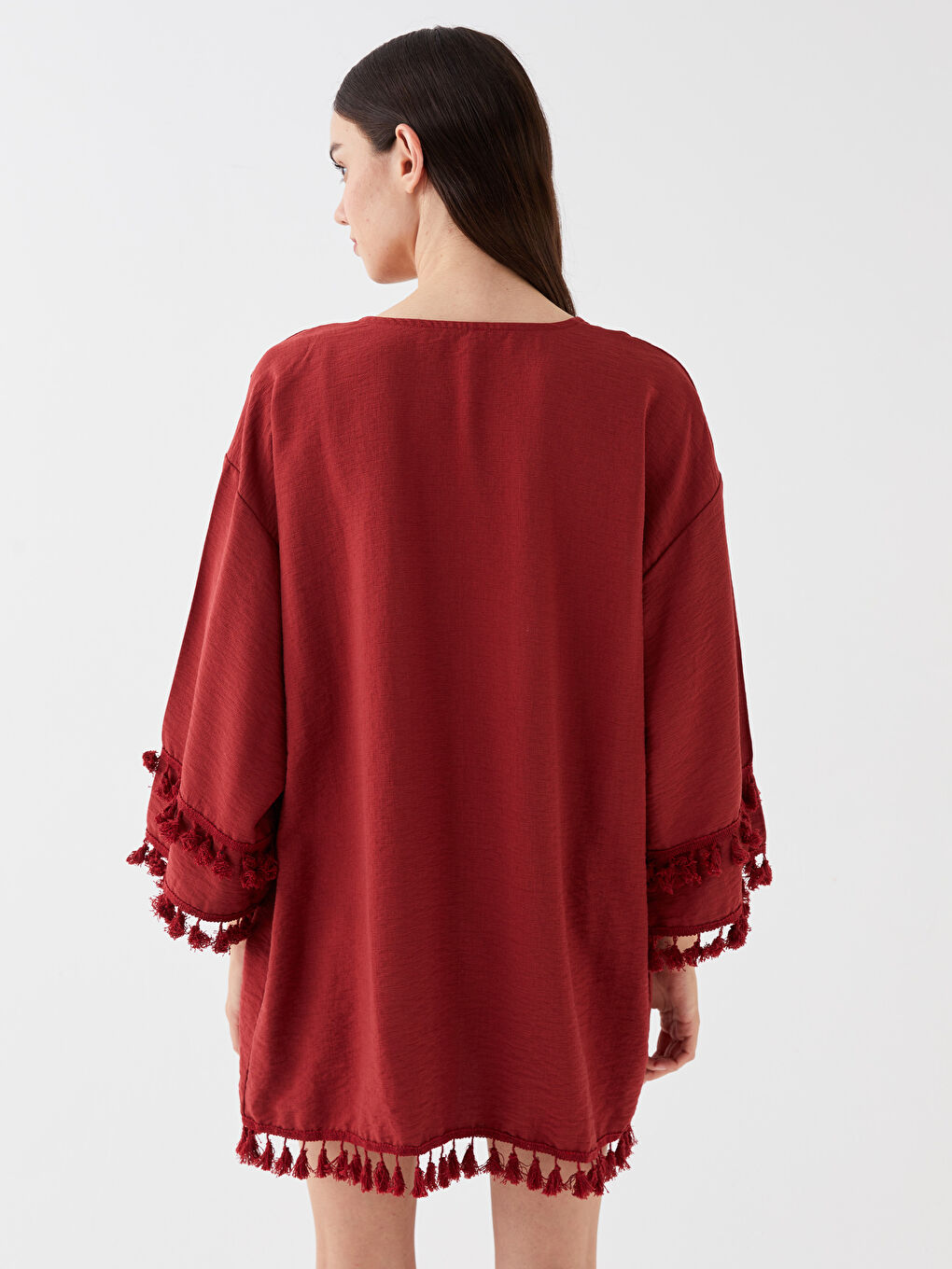 Plain Oversized Ketene Look Women's Kimono with Shawl Collar -S3HS64Z8-L0J