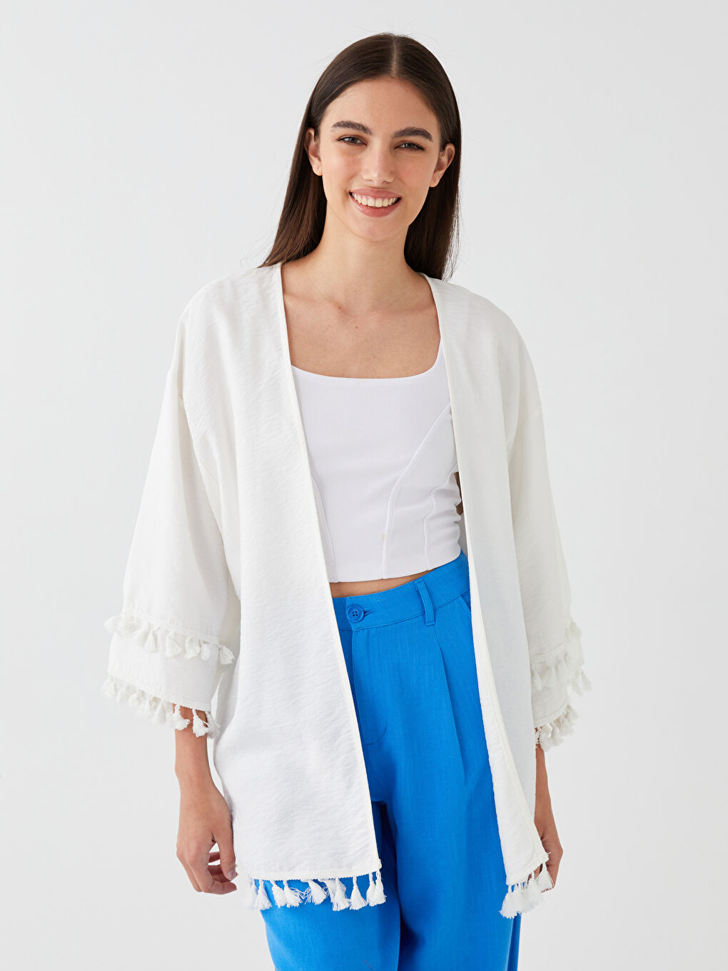 Plain Oversized Ketene Look Women's Kimono with Shawl Collar -S3HS64Z8-R9J