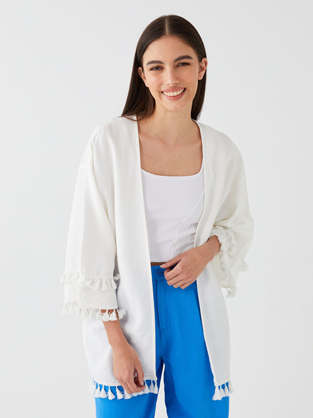Plain Oversized Ketene Look Women's Kimono with Shawl Collar -S3HS64Z8-R9J