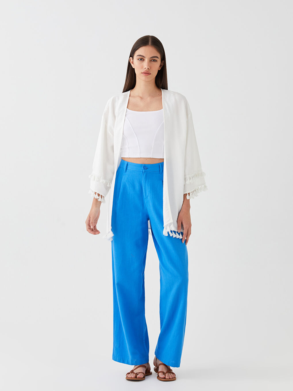 Plain Oversized Ketene Look Women's Kimono with Shawl Collar -S3HS64Z8-R9J