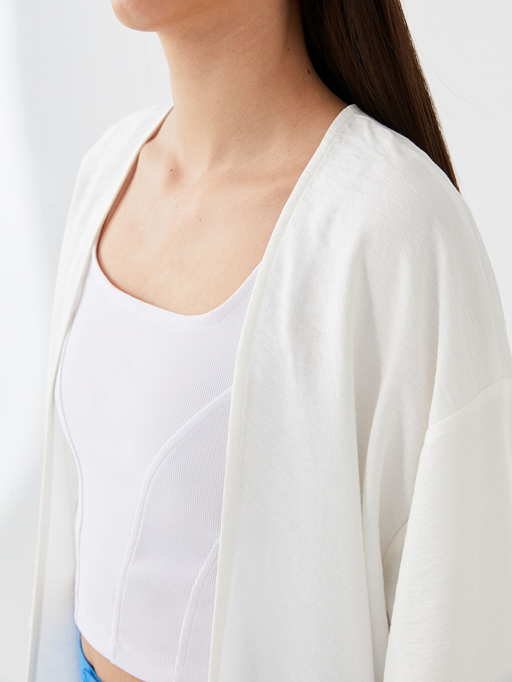 Plain Oversized Ketene Look Women's Kimono with Shawl Collar -S3HS64Z8-R9J