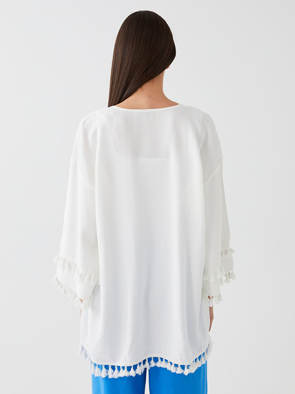 Plain Oversized Ketene Look Women's Kimono with Shawl Collar -S3HS64Z8-R9J