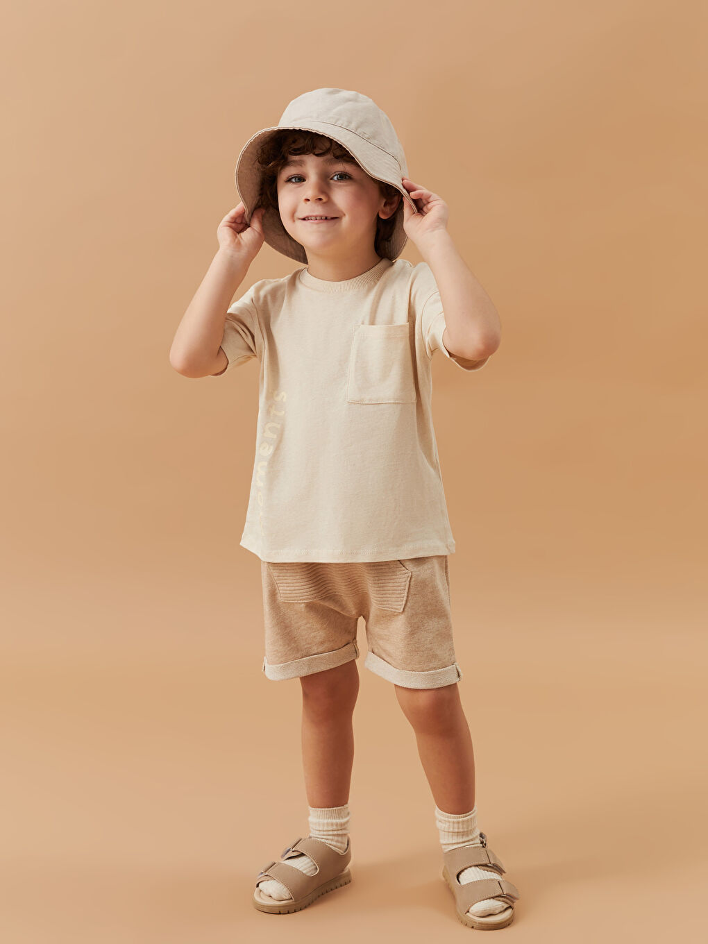 Bej Basic Erkek Bebek Şort-1