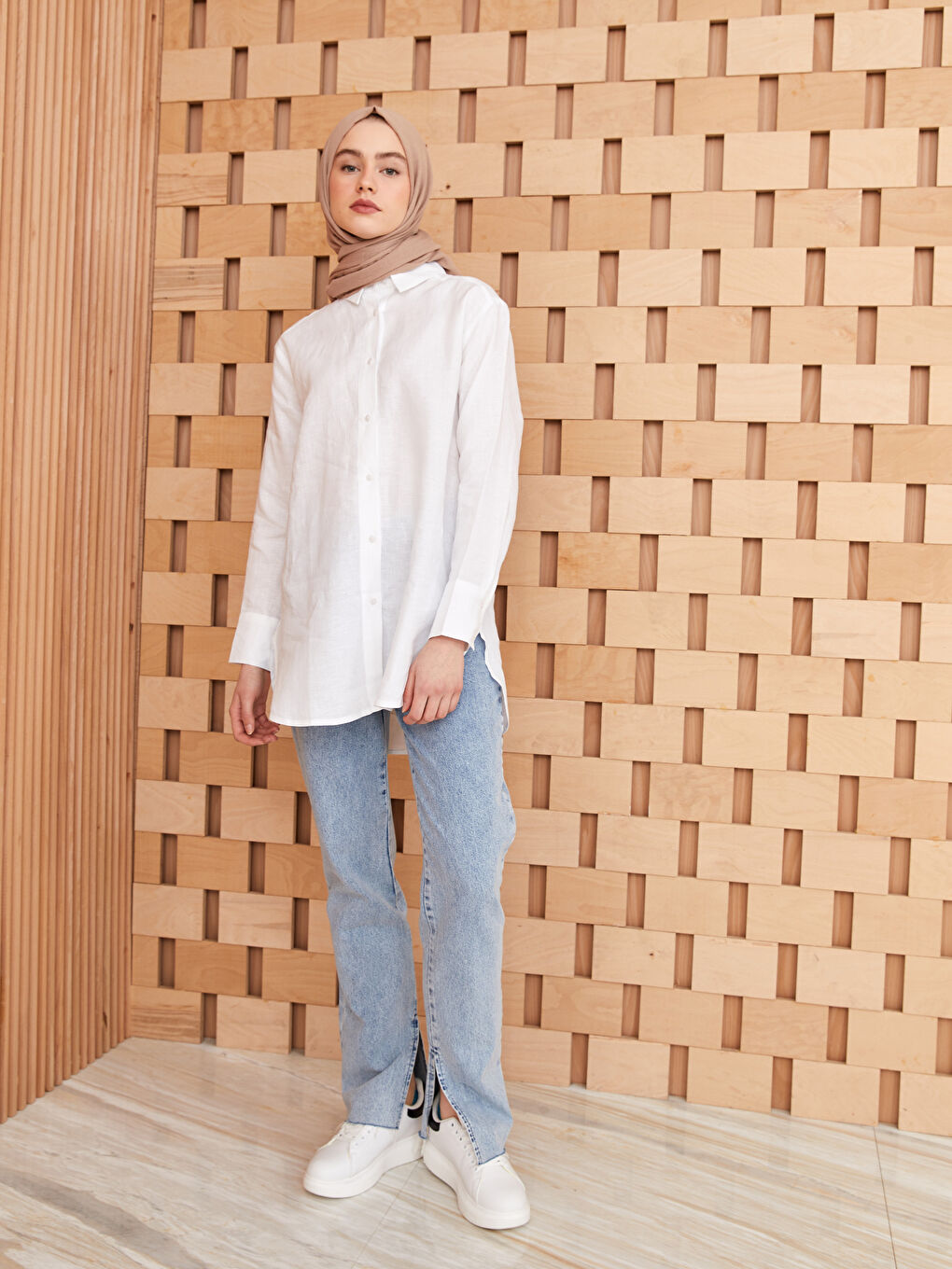 Kahverengi Kadın Dokuma Şal-1