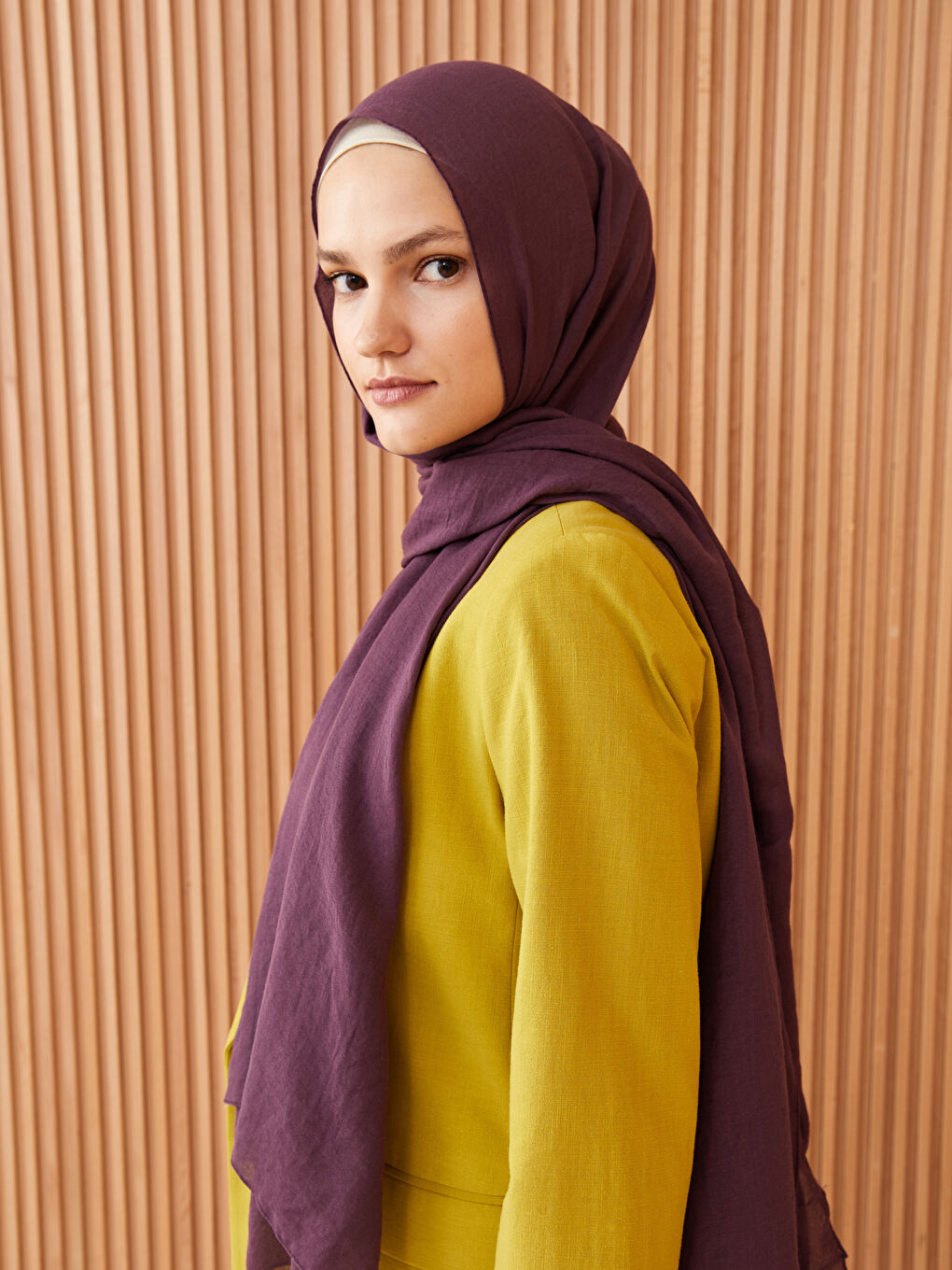 Mürdüm Kadın Dokuma Şal-1