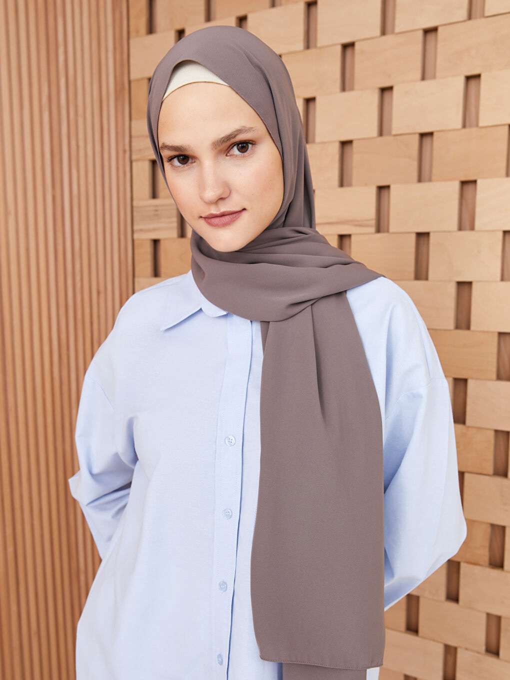 Kahverengi Kadın Dokuma Şal-1