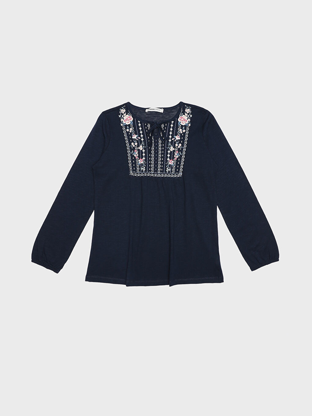 Tie Neck Patterned Long Sleeve Women's Blouse