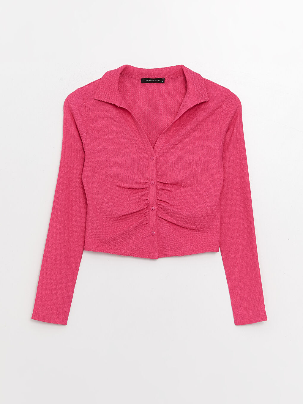 Plain Long Sleeve Crop Women's Shirt-5