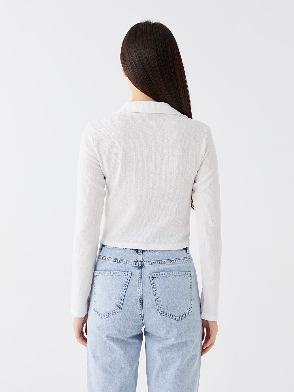 Plain Long Sleeve Crop Women's Shirt-4