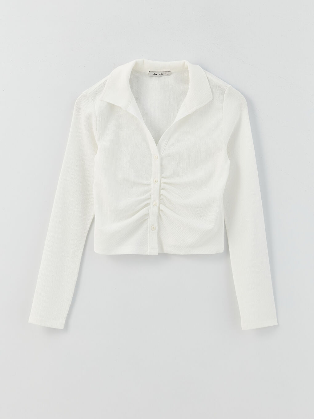 Plain Long Sleeve Crop Women's Shirt-5