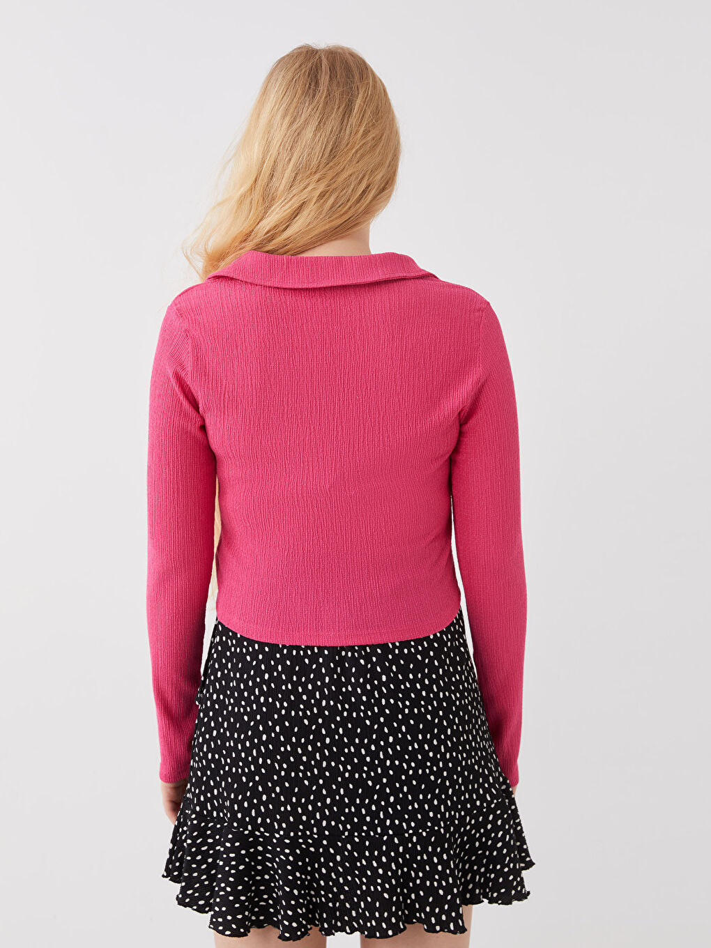 Plain Long Sleeve Crop Women's Shirt-4