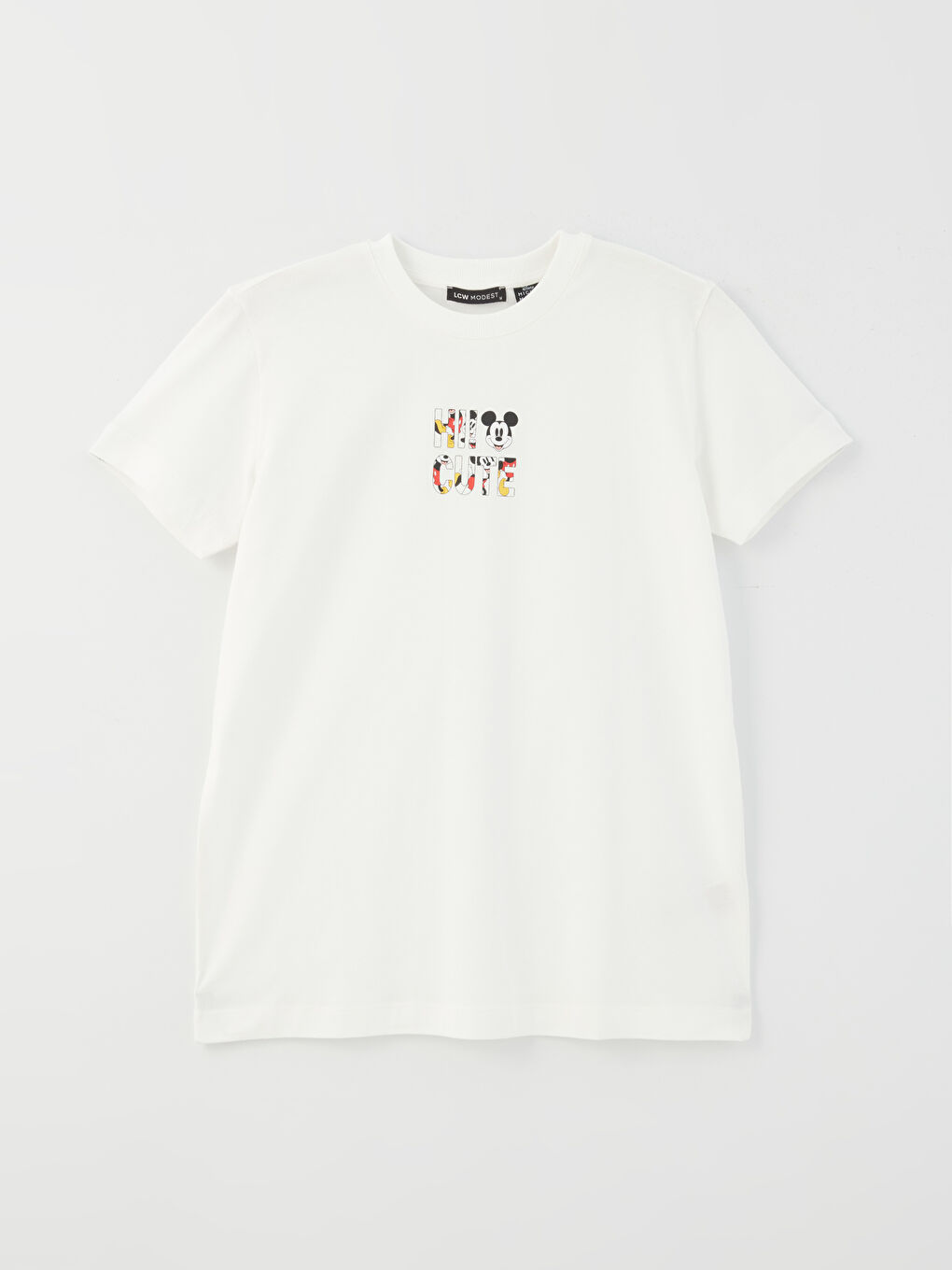 Crew Neck Mickey Mouse Printed Short Sleeve Women's Sweatshirt Tunic-5