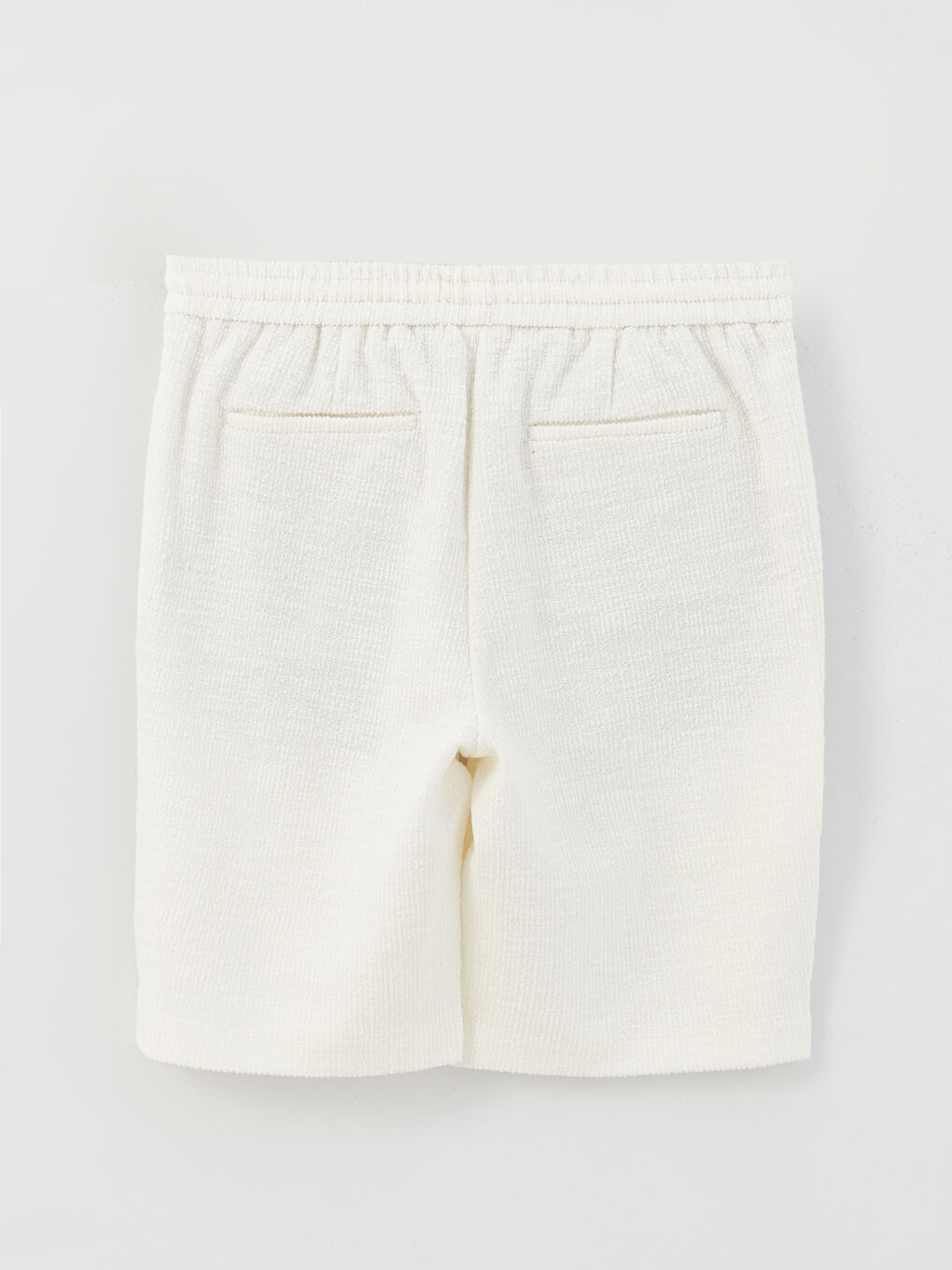 Ekru Standart Kalıp Beli Bağlama Detaylı Erkek Şort-6