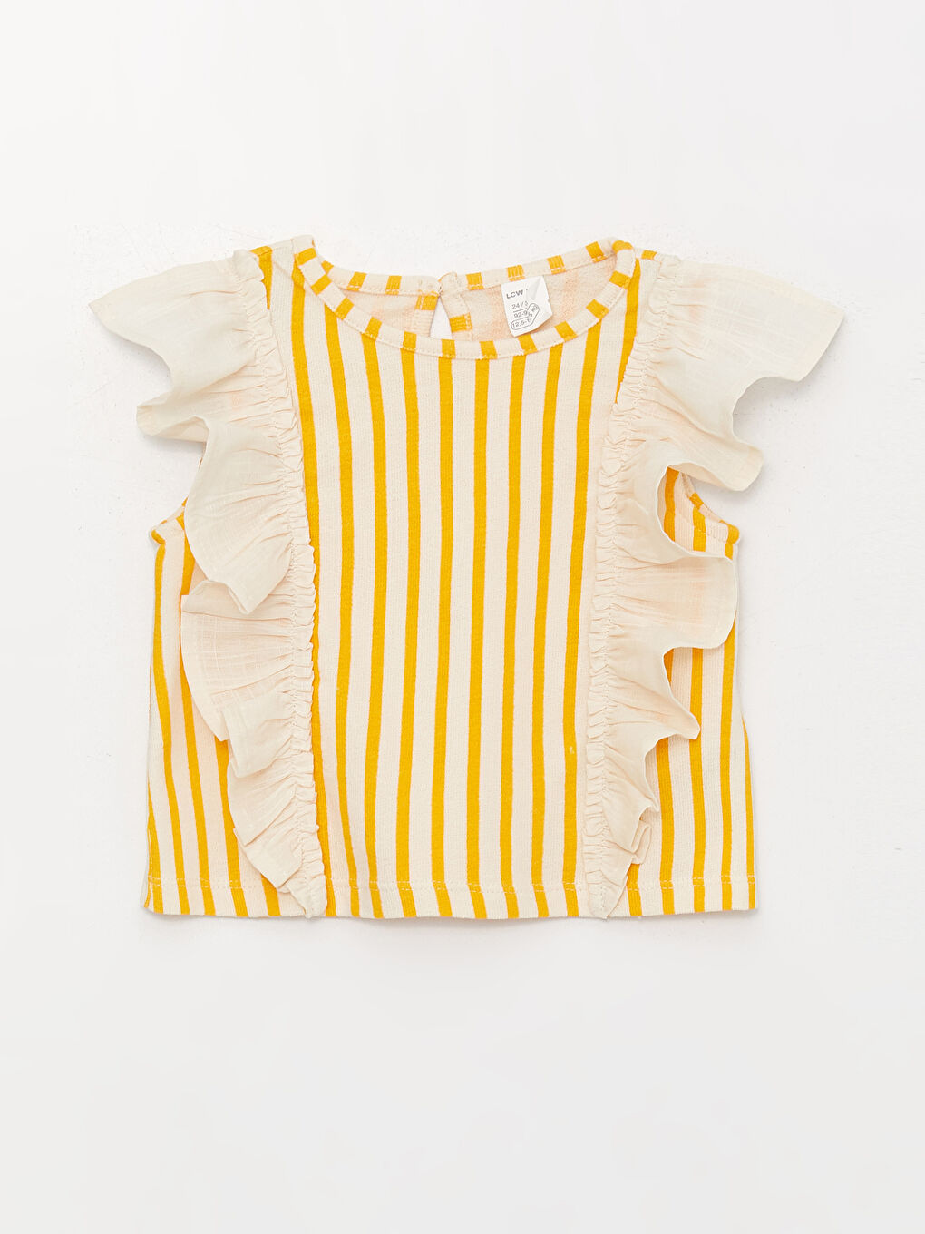 Дөңгелек жағалы жолақты қыз балаға арналған блузка мен шорты 2 данадан тұратын жинақ-1