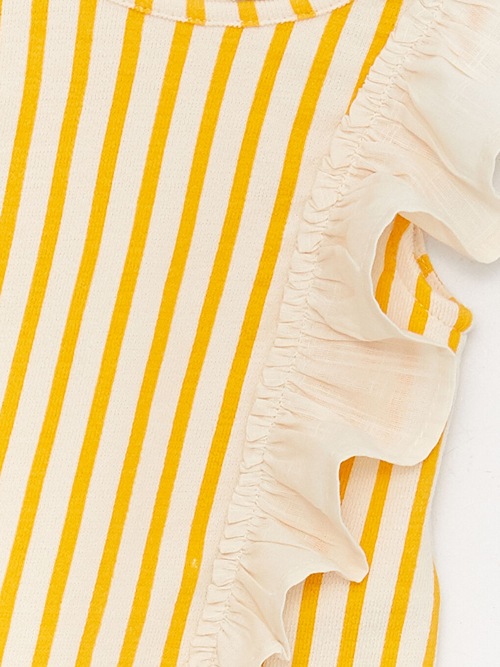 Дөңгелек жағалы жолақты қыз балаға арналған блузка мен шорты 2 данадан тұратын жинақ-3