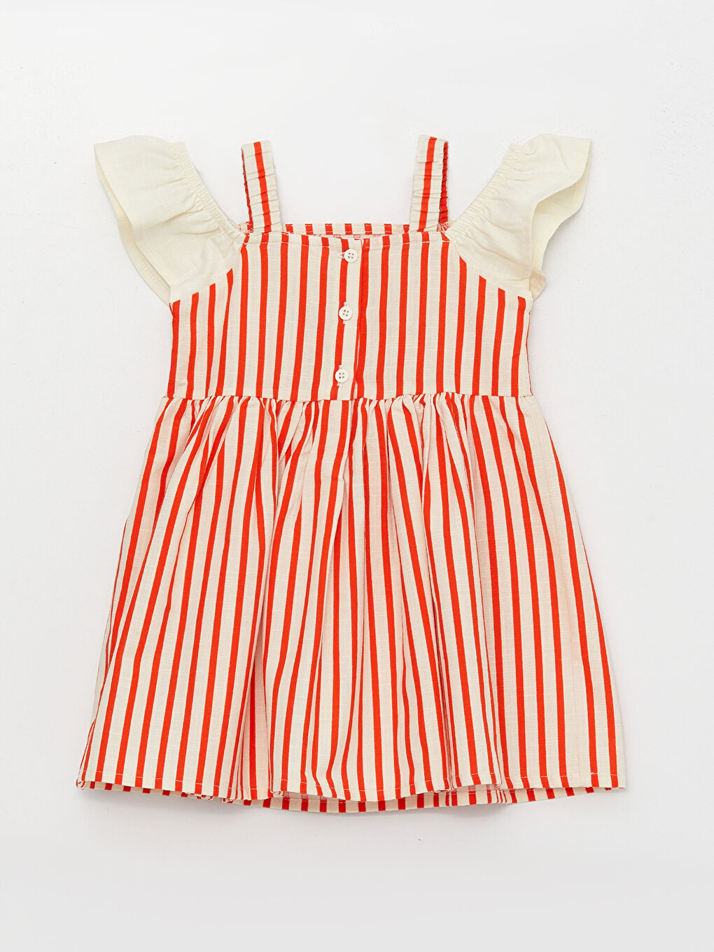 Square Neck Striped Baby Girl Dress-1