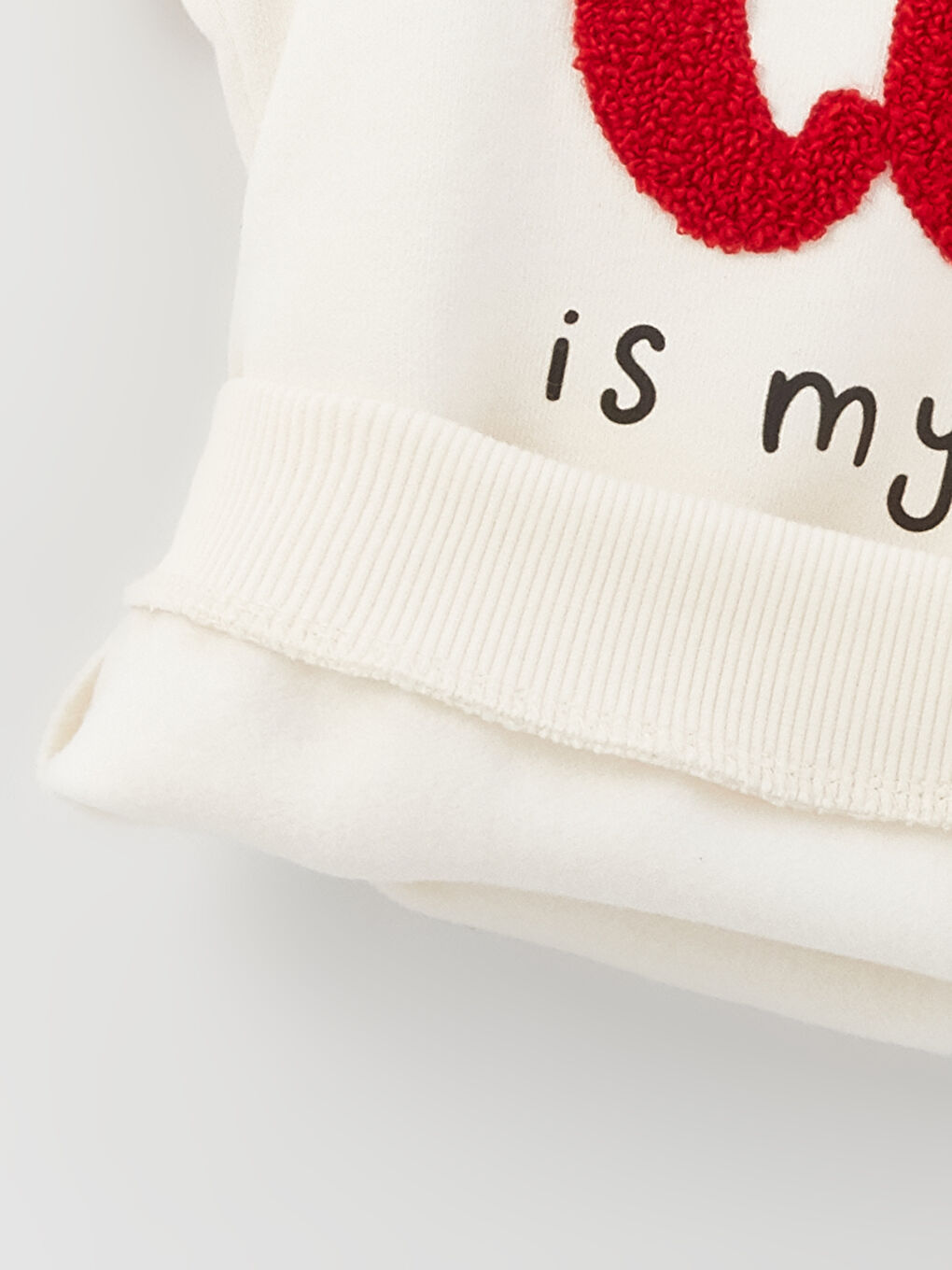 Ekru Bisiklet Yaka Uzun Kollu Kız Bebek Sweatshirt-1