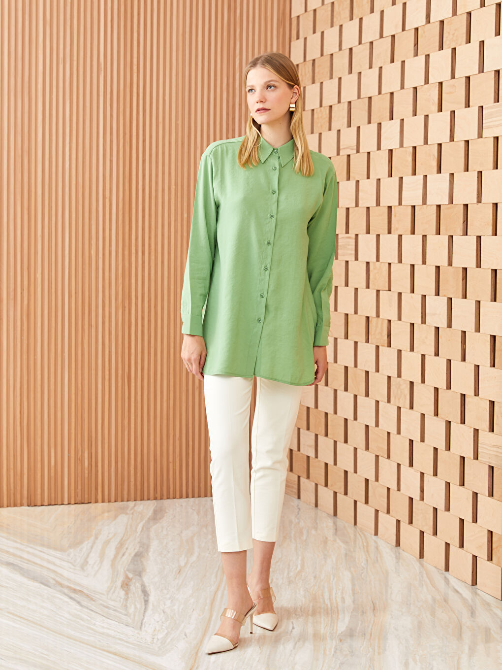 Plain Long Sleeve Women's Shirt Tunic-2