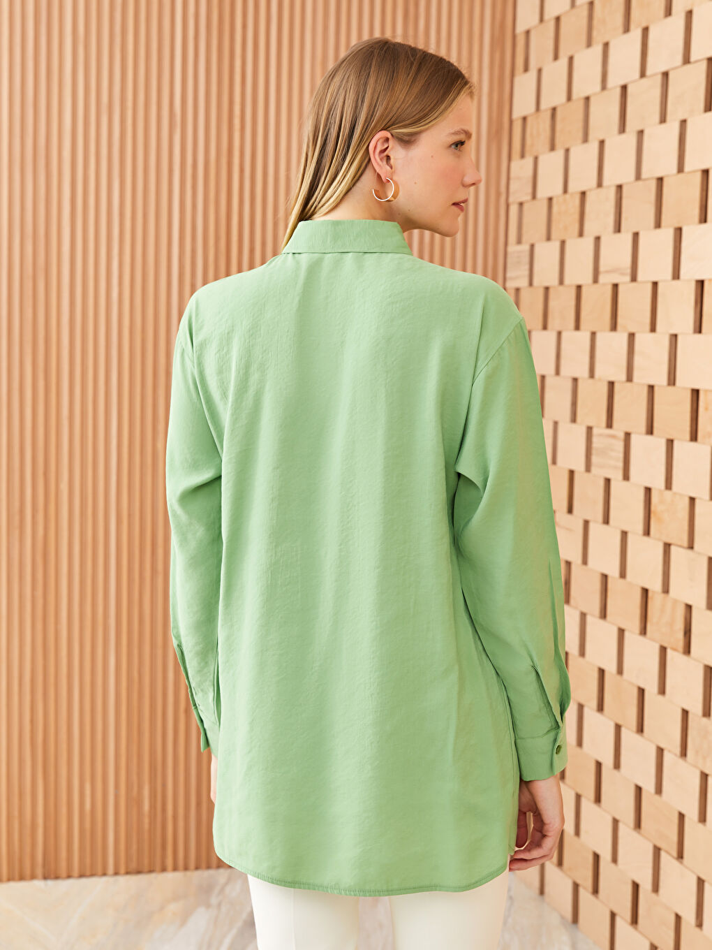 Plain Long Sleeve Women's Shirt Tunic-4