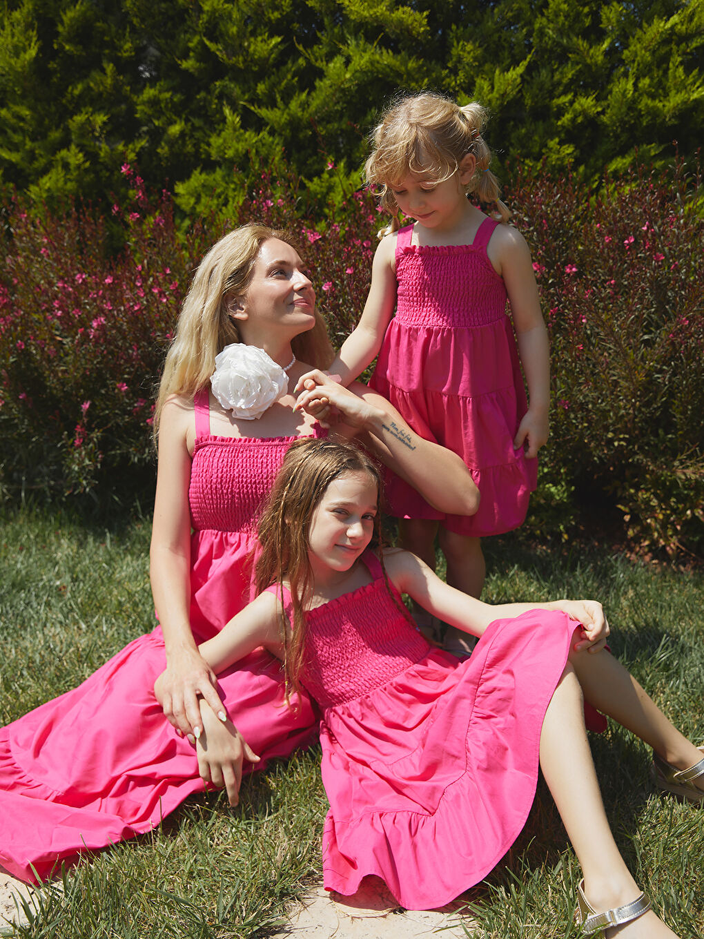 Rochie Bebeluș Fetiță cu Guler Pătrat Asortată Mamă-Fiică