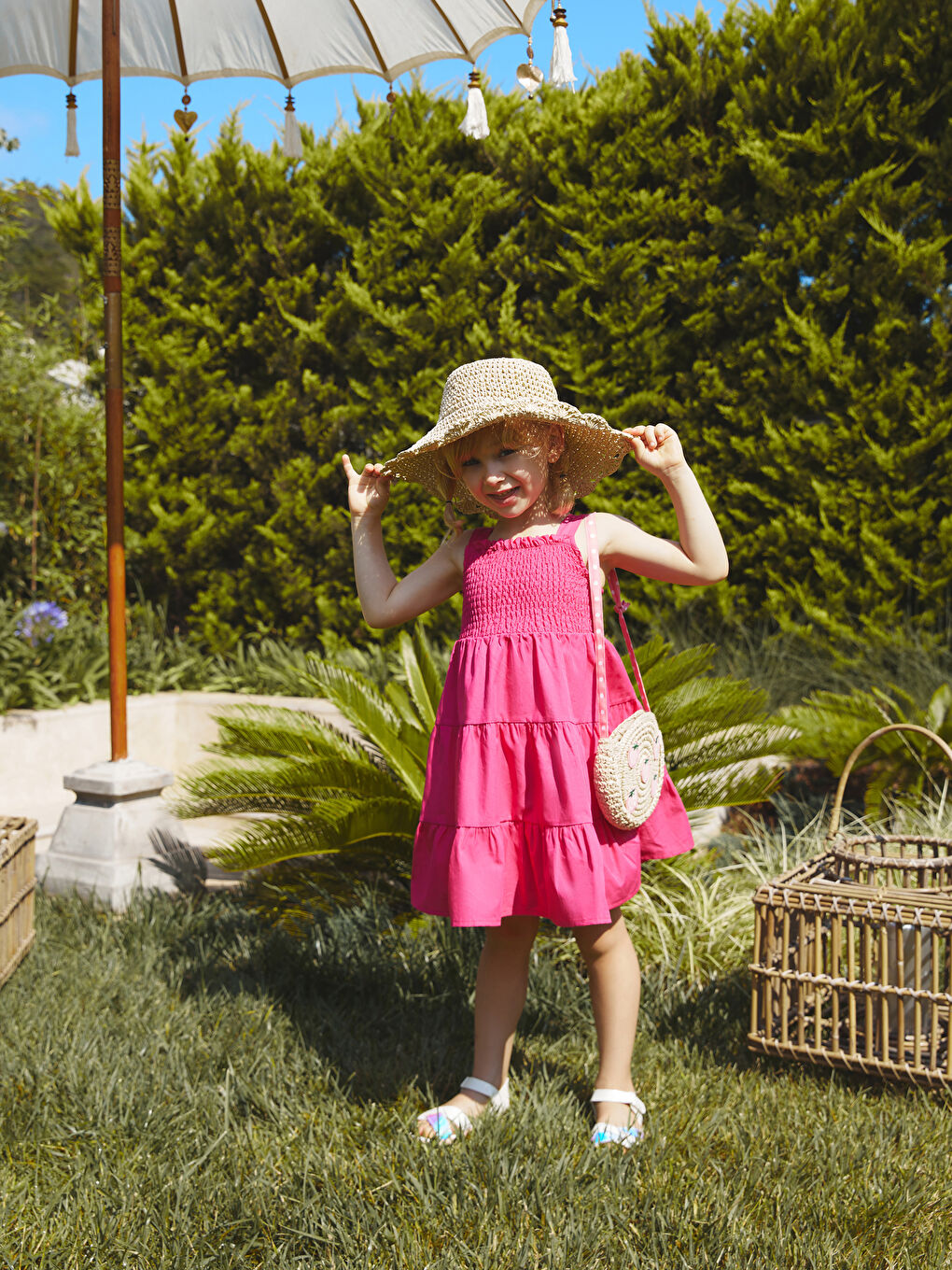 Rochie Bebeluș Fetiță cu Guler Pătrat Asortată Mamă-Fiică-1