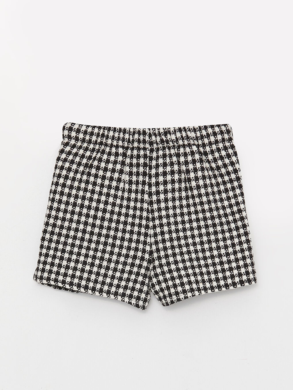 Beyaz Ekose Kız Bebek Şort Etek ve Külotlu Çorap 2'li-1