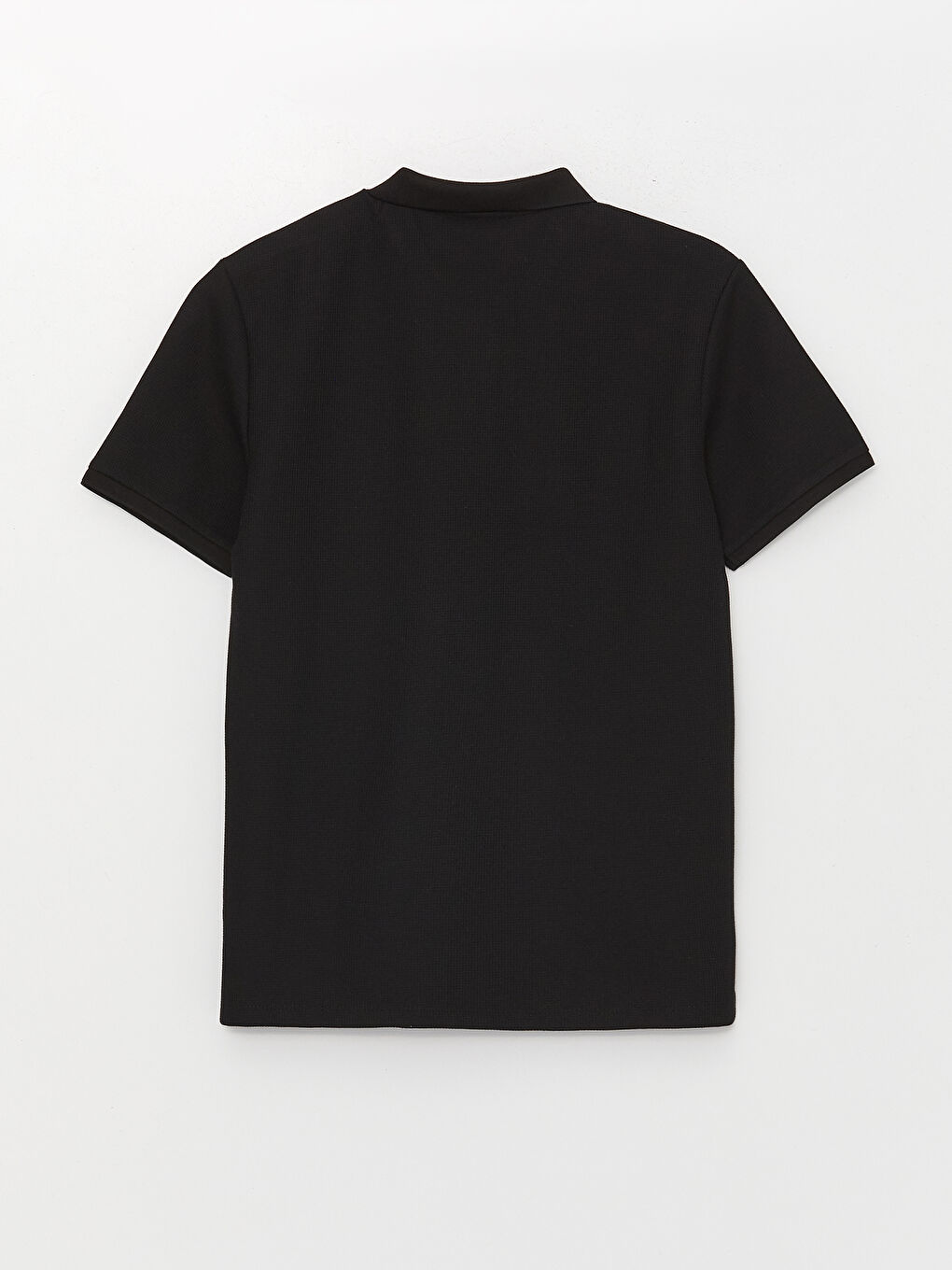 Siyah Polo Yaka Kısa Kollu Erkek Tişört-6