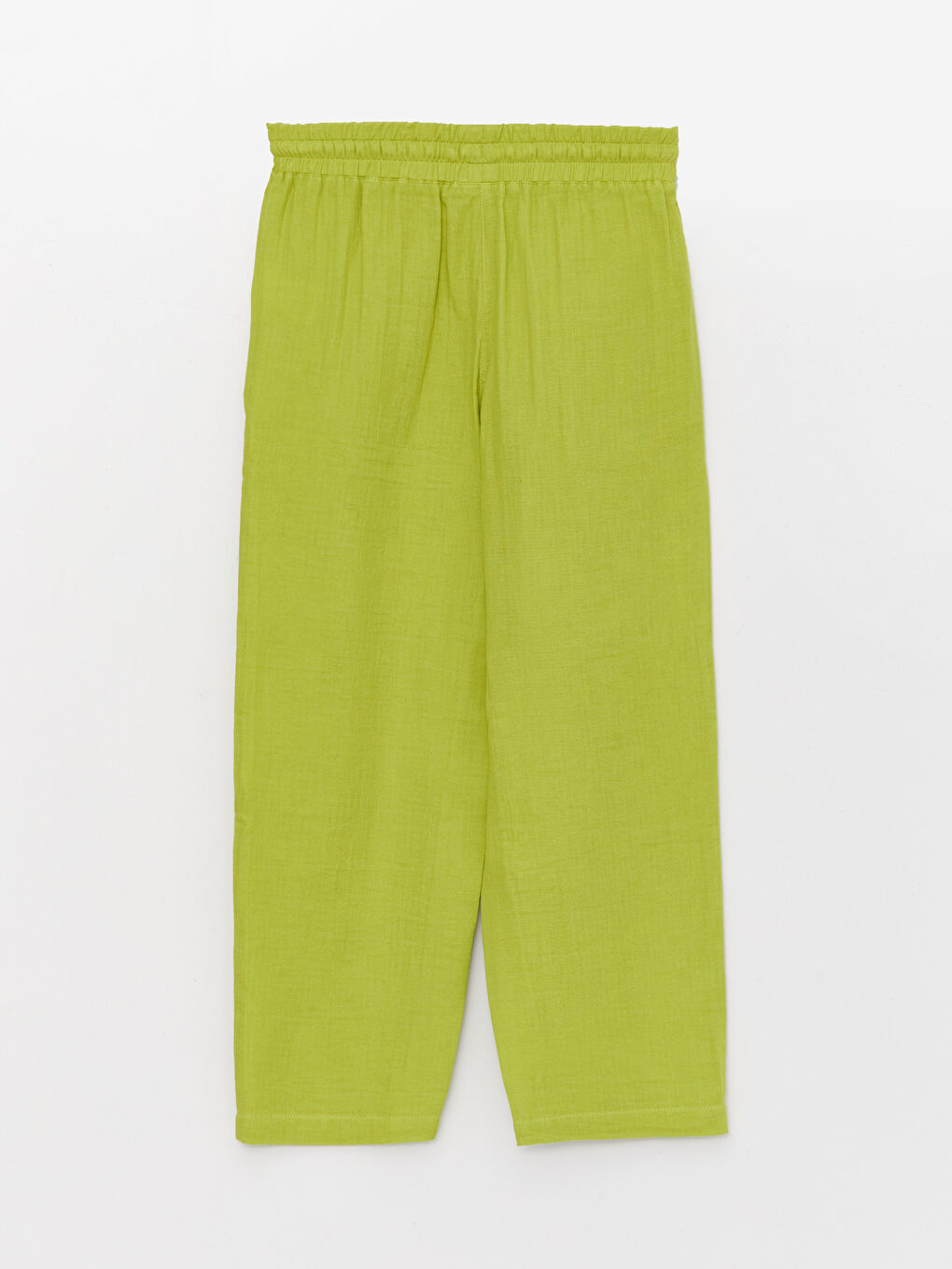 Yeşil Beli Lastikli Rahat Kalıp Müslin Kadın Pantolon-6