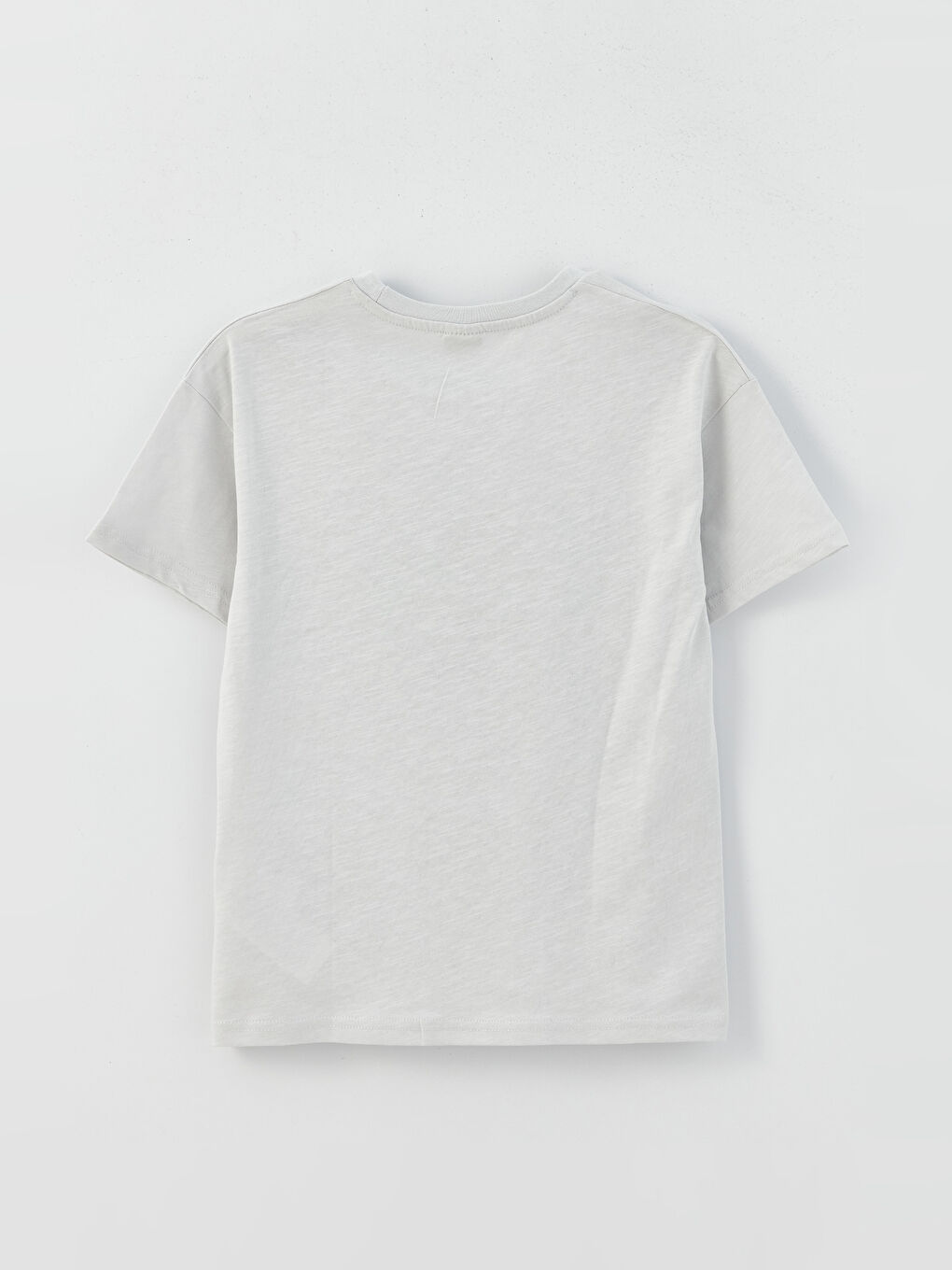 Gri Rahat Kalıp Bisiklet Yaka Baskılı Erkek Çocuk Tişört-1