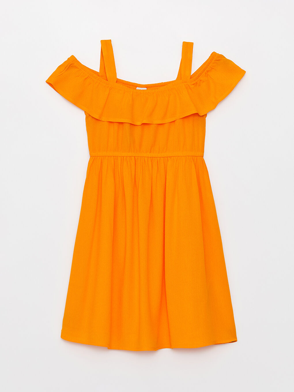 Turuncu Kayık Yaka Kız Çocuk Elbise Anne Kız Kombini-1