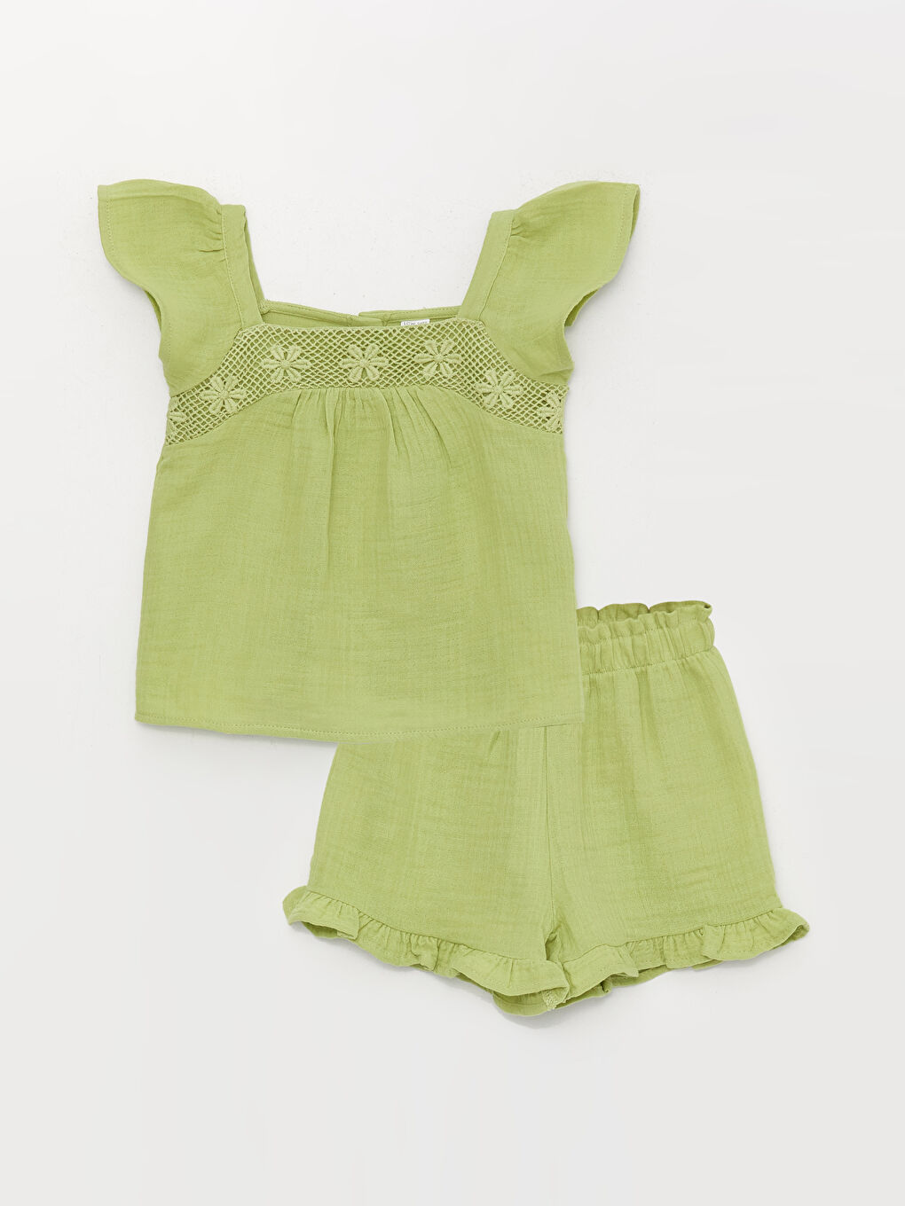 Blouse et Shorts à Col Carré et Manches Courtes pour Bébé Filles - Lot de 2