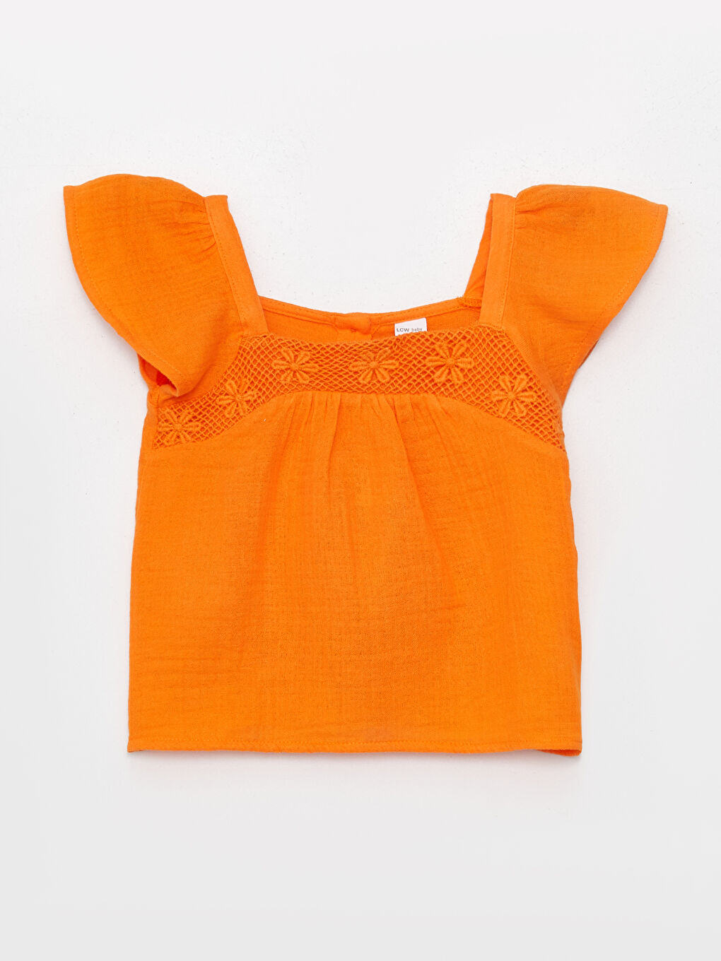 بلوزة وشورت بأكمام قصيرة بياقة مربعة للبنات الرضع - طقم من قطعتين-1