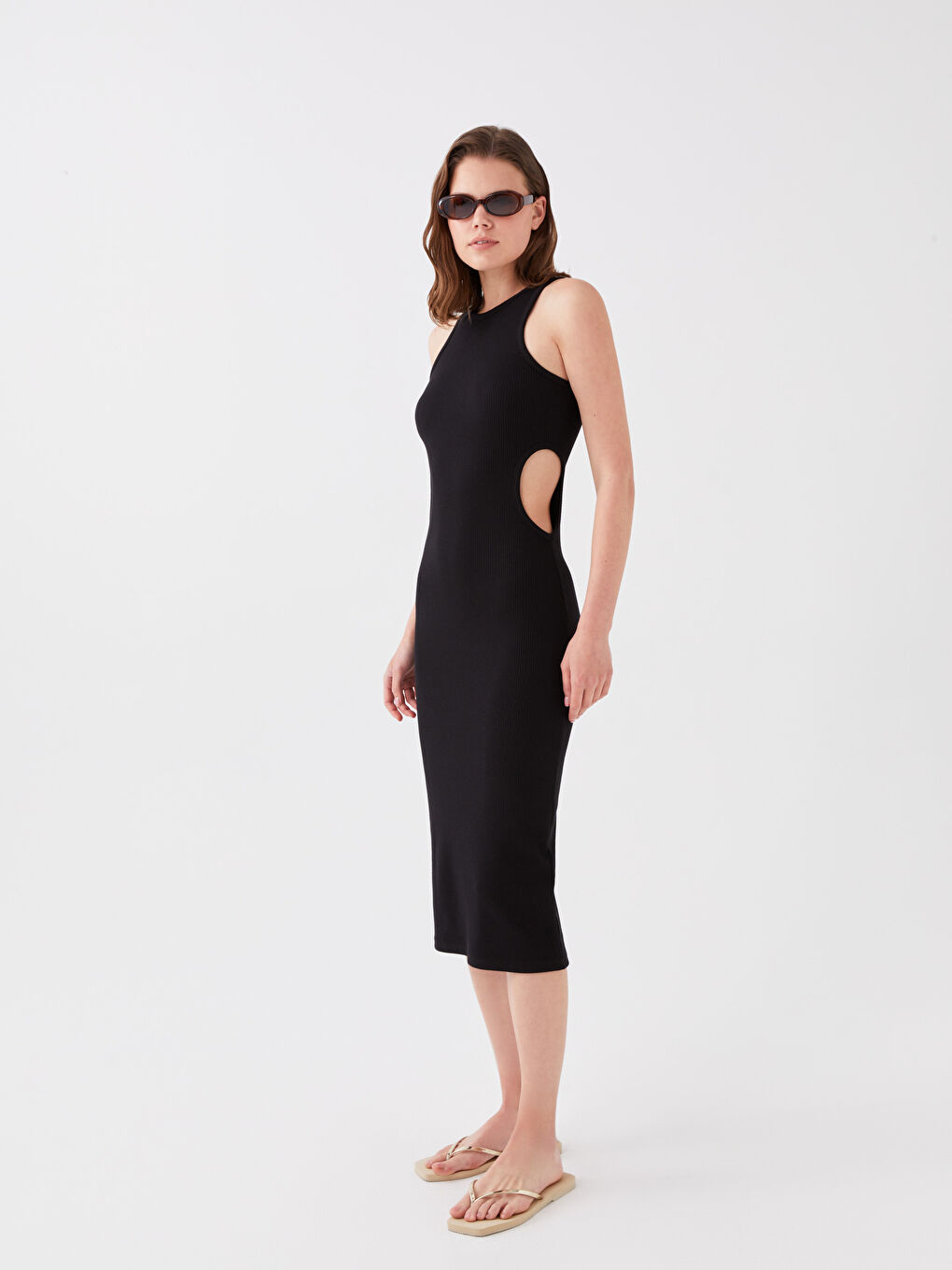 Crew Neck Plain Women's Beach Dress -S3HV13Z8-CVL