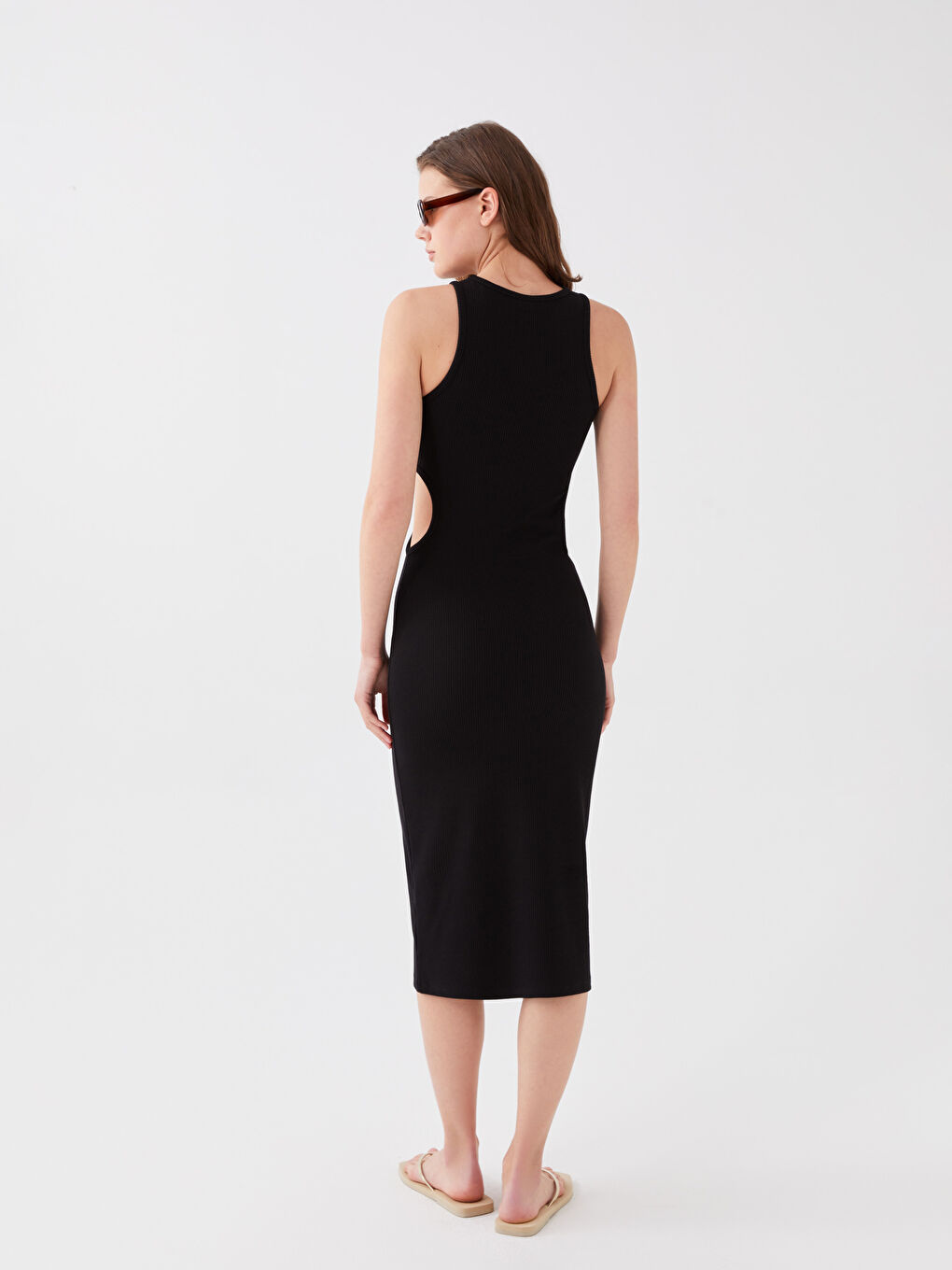 Crew Neck Plain Women's Beach Dress -S3HV13Z8-CVL