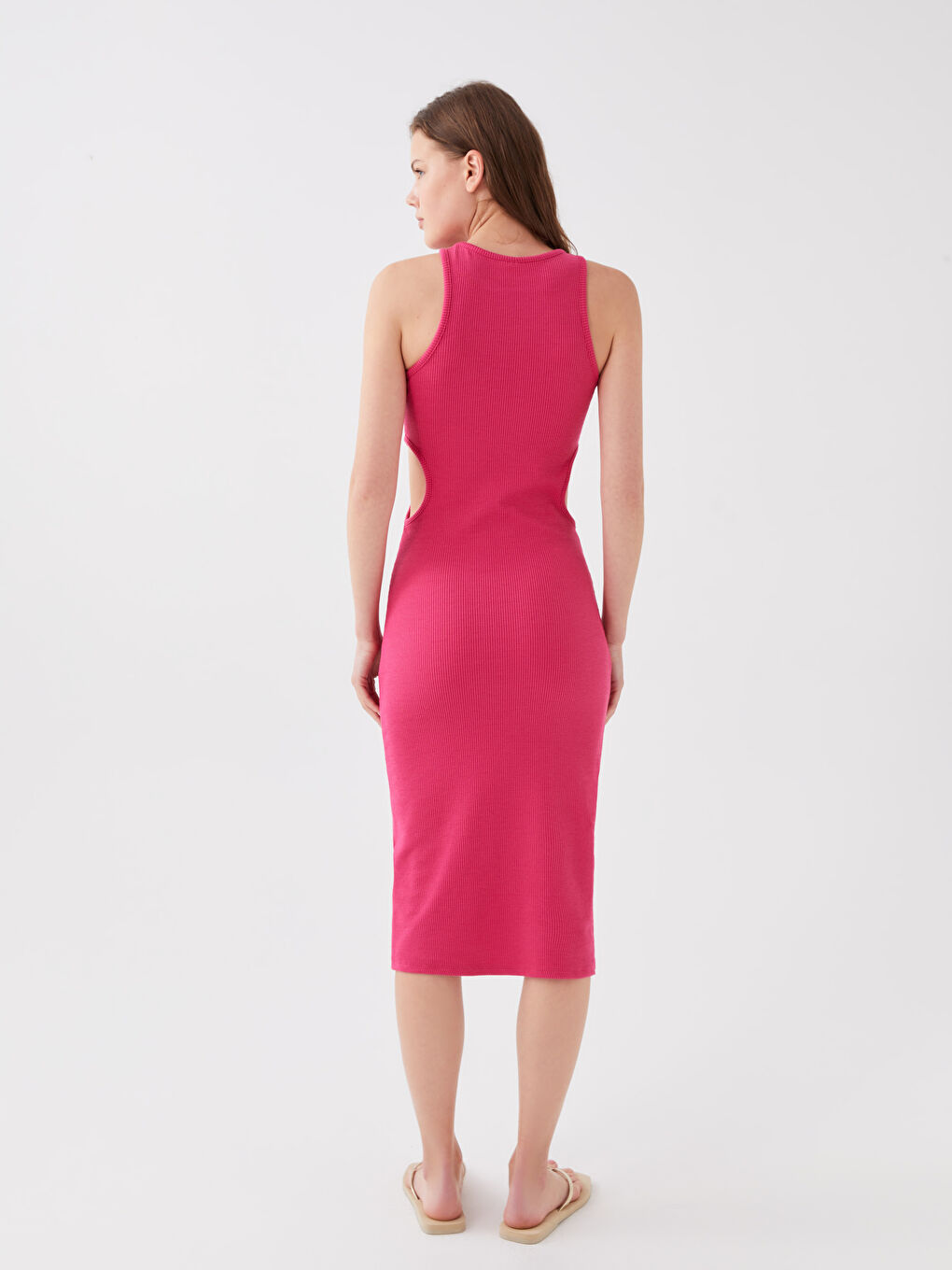 Crew Neck Plain Women's Beach Dress -S3HV13Z8-HXS