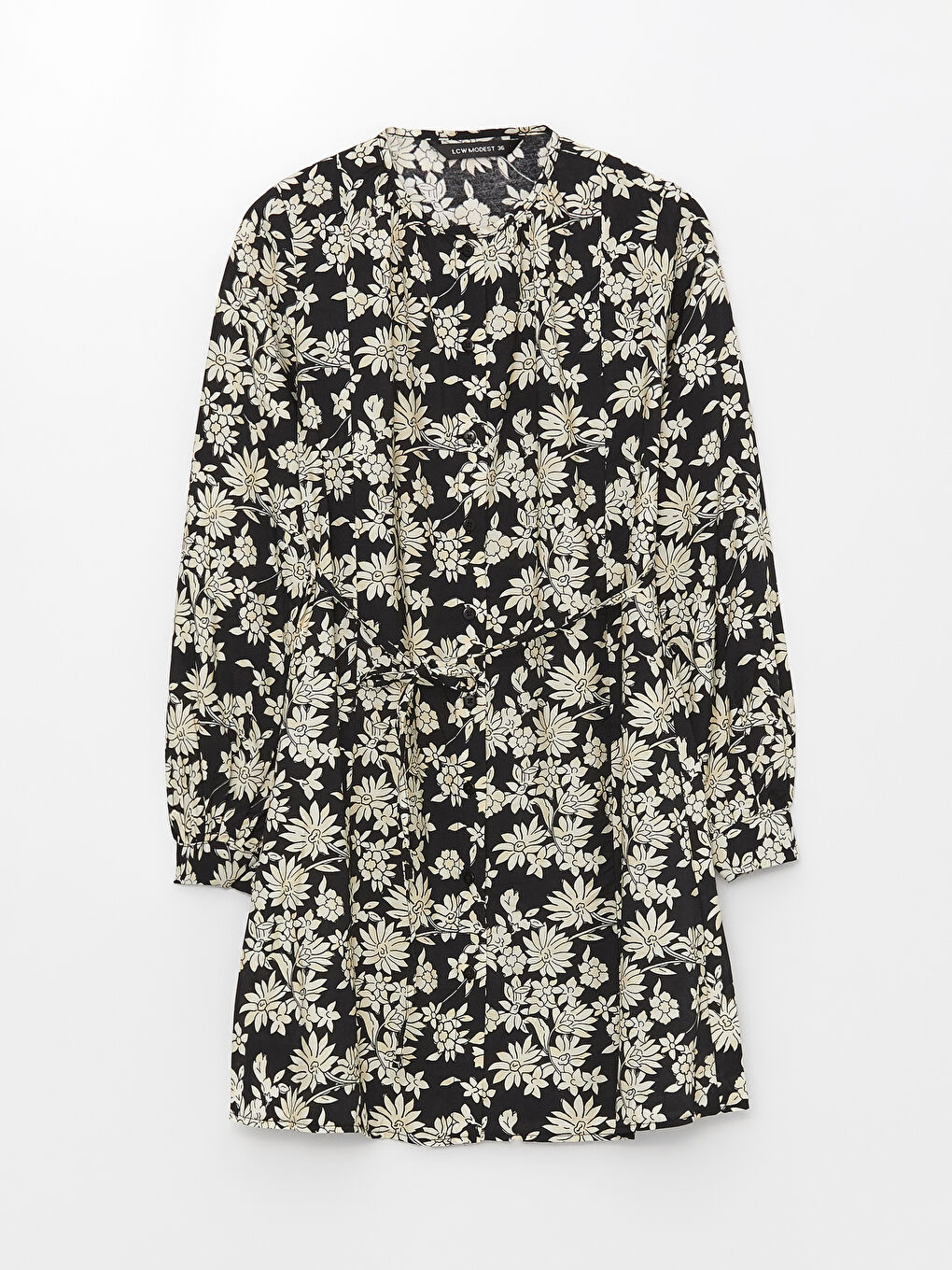 Tunique à Col Rond Florale à Manches Longues pour Femmes-5