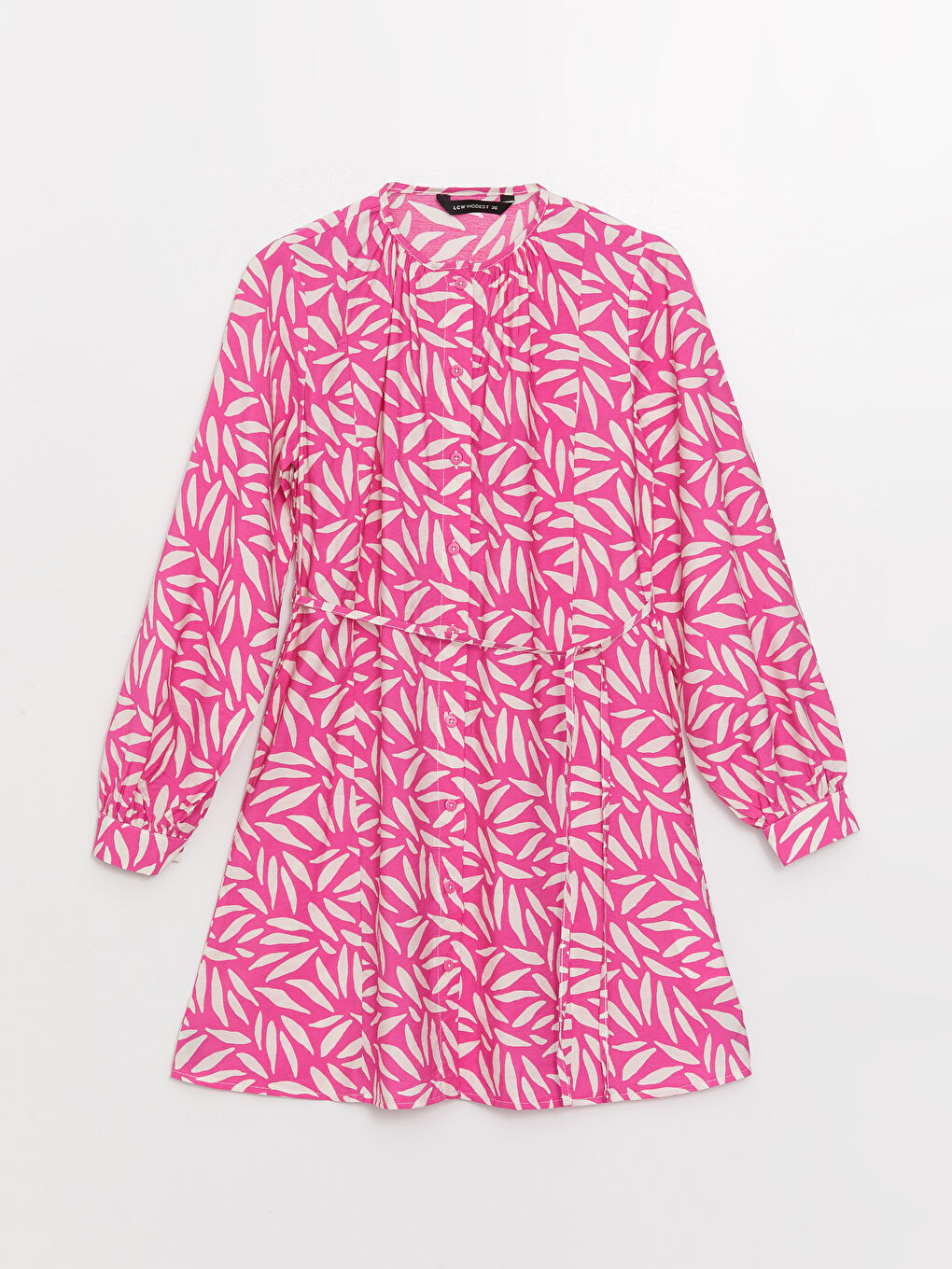 Әйелдерге арналған ұзын жеңді өрнекті дөңгелек жағалы туника-5